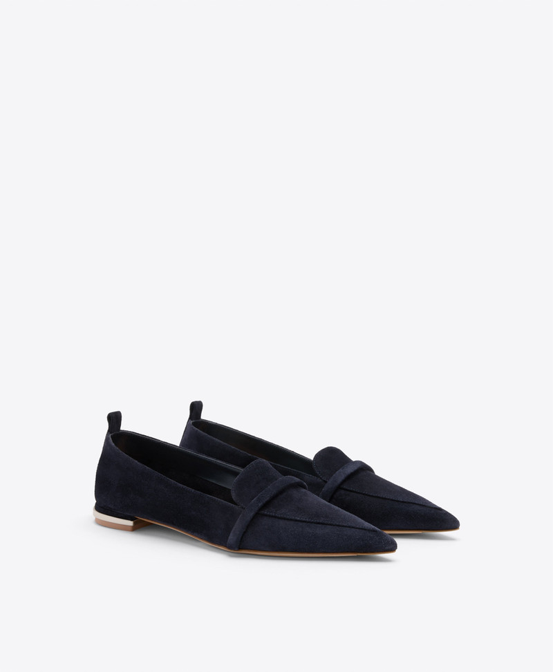 MALONE SOULIERS Dora Dark Blue Suede Loafers outlook