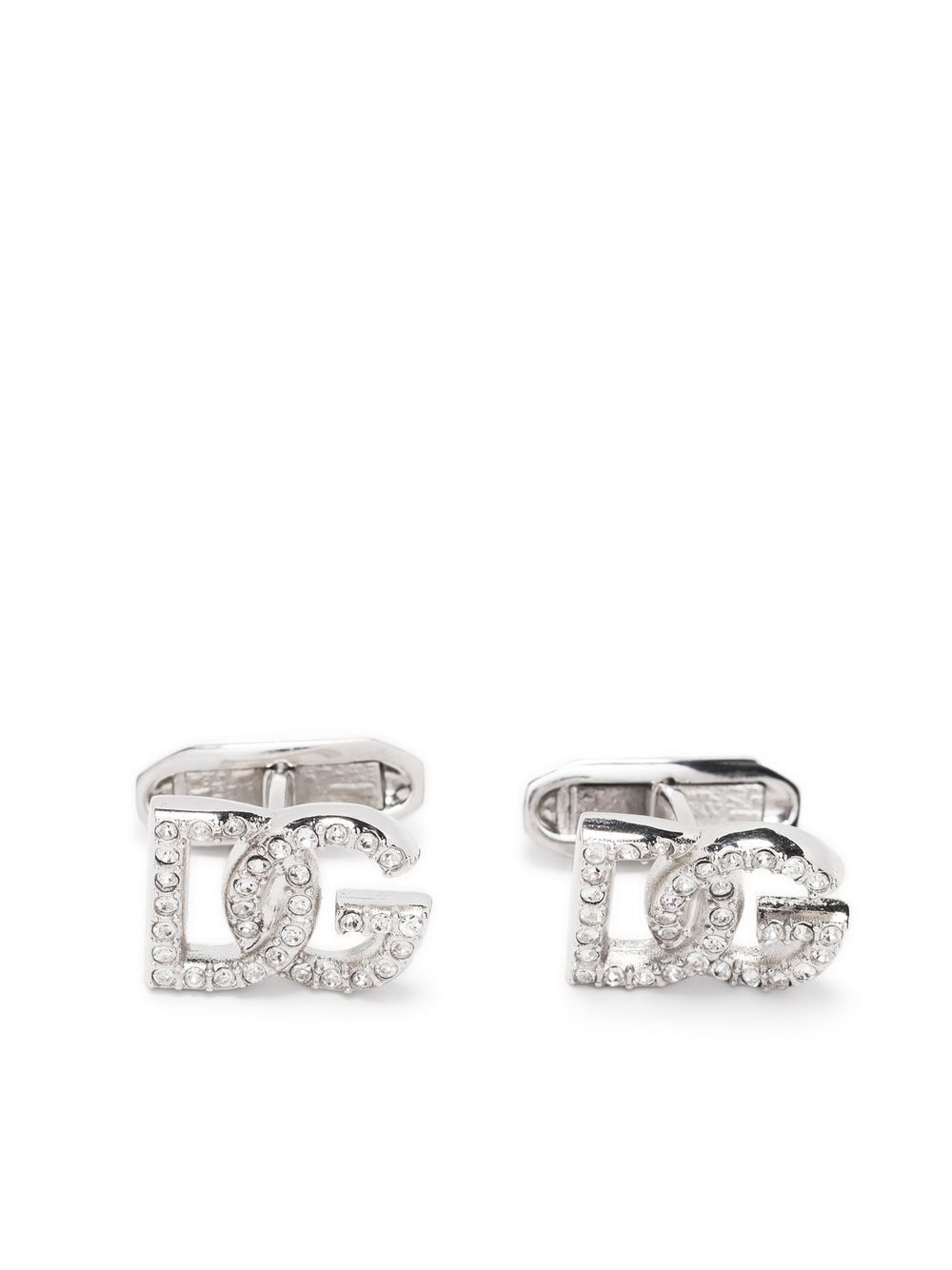 crystal-embellished logo-plaque cufflinks - 1