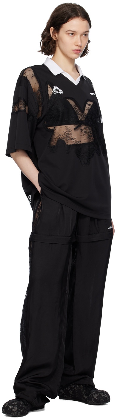 Black Lace Track Pants - 4