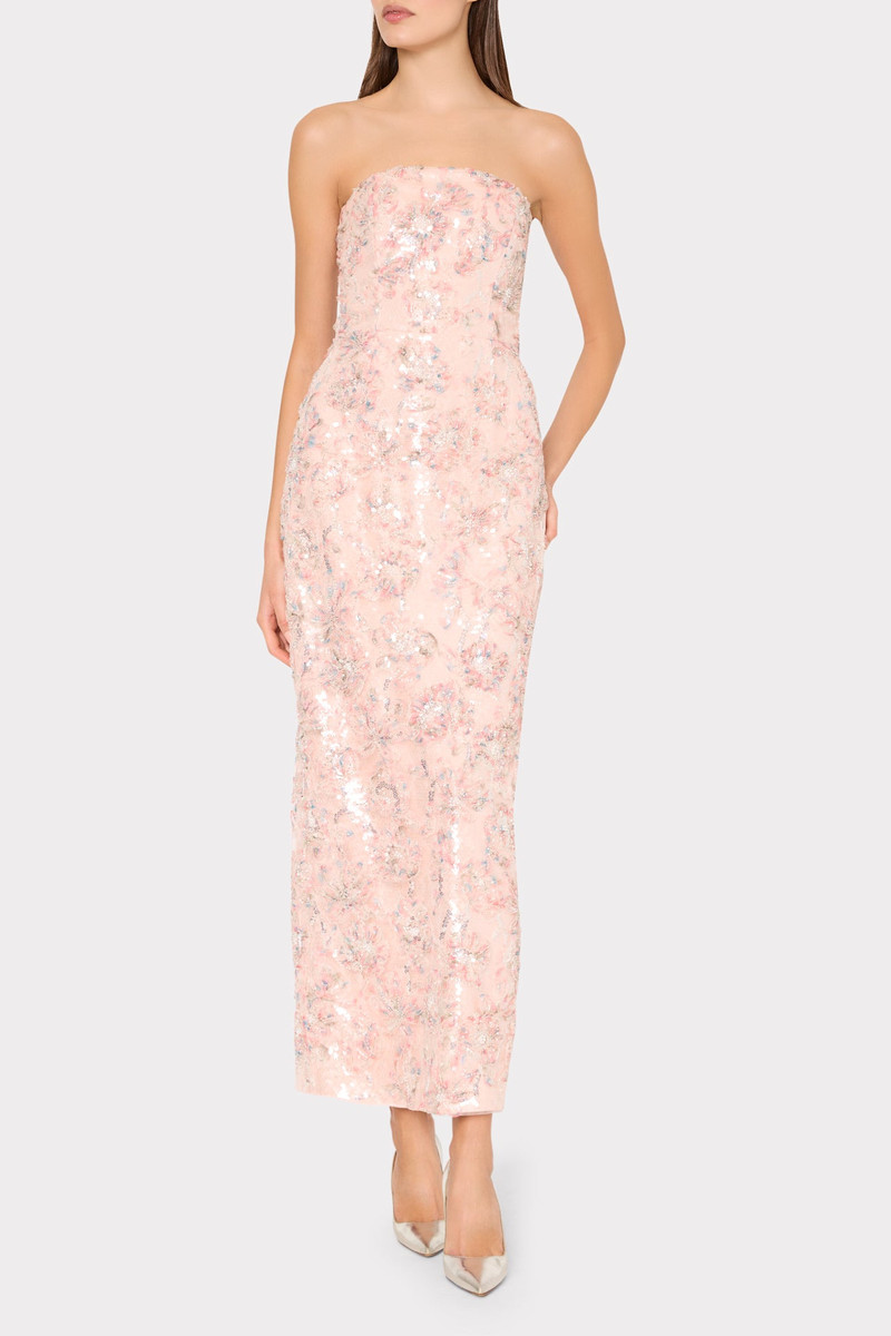 MILLY Jasmine Sequins Strapless Dress outlook