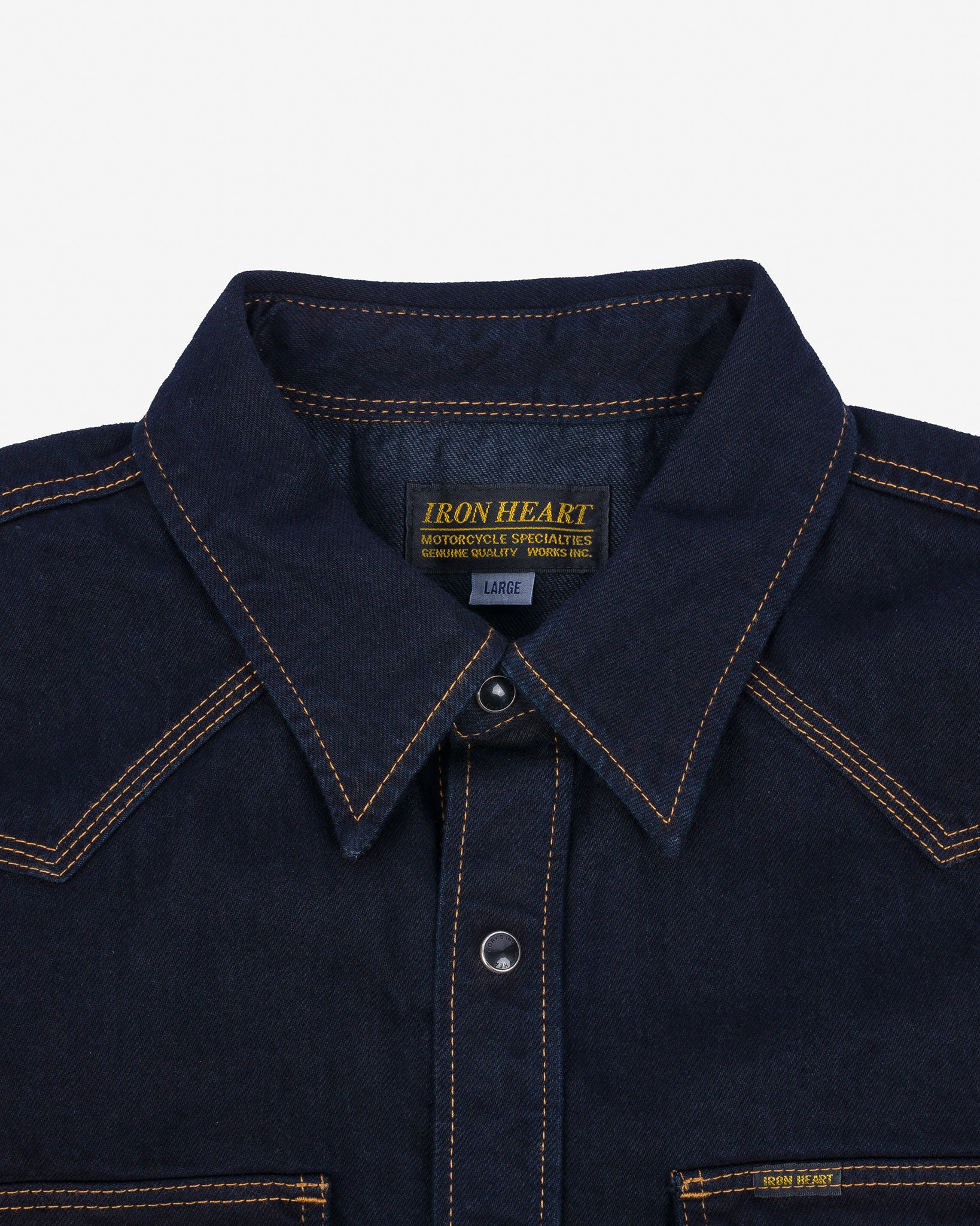 IHSH-33-OD 12oz Selvedge Denim Western Shirt - Indigo Overdyed Black - 12