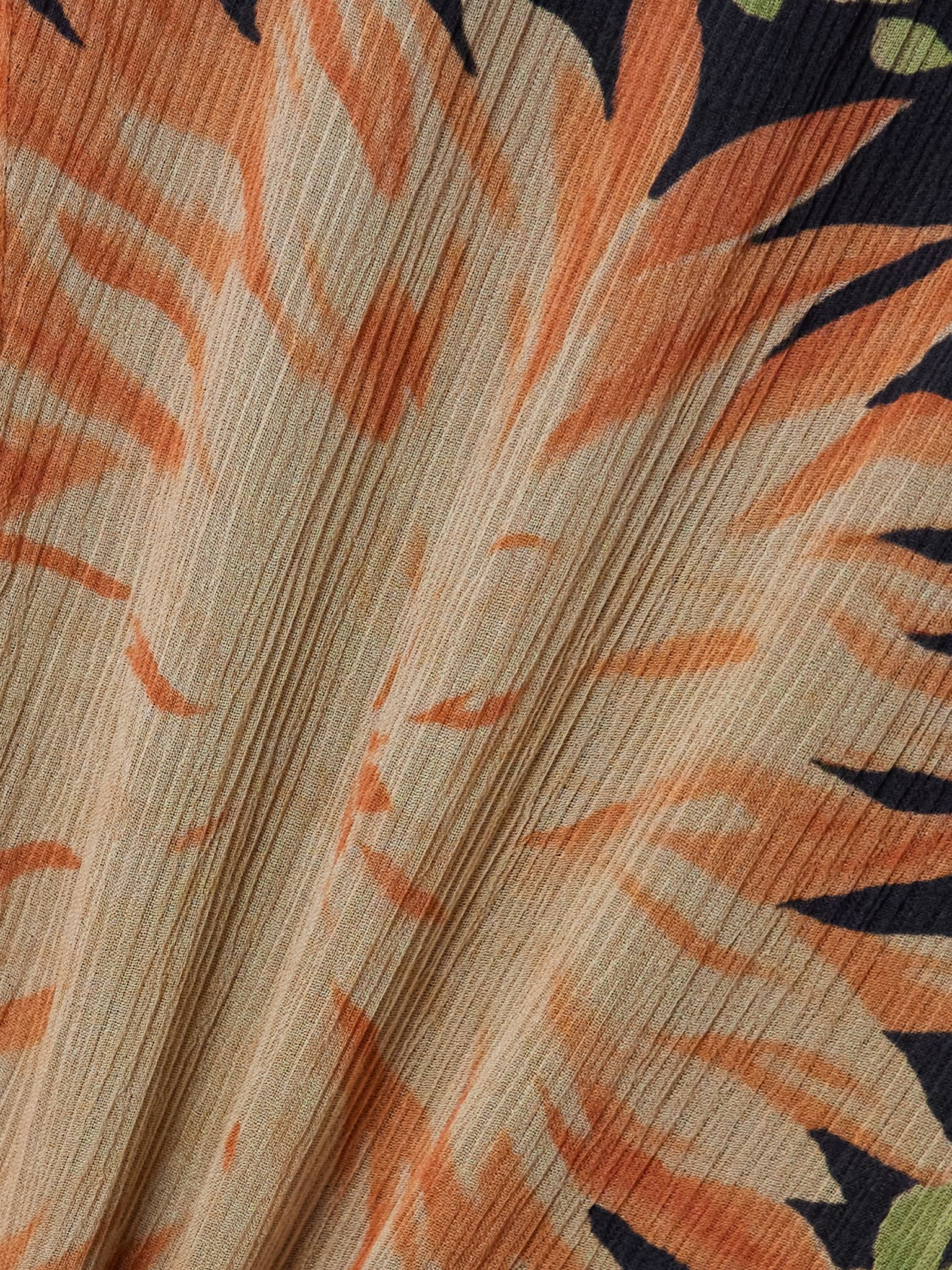 One-sleeve asymmetric floral-print silk-crepon dress Orange - 4