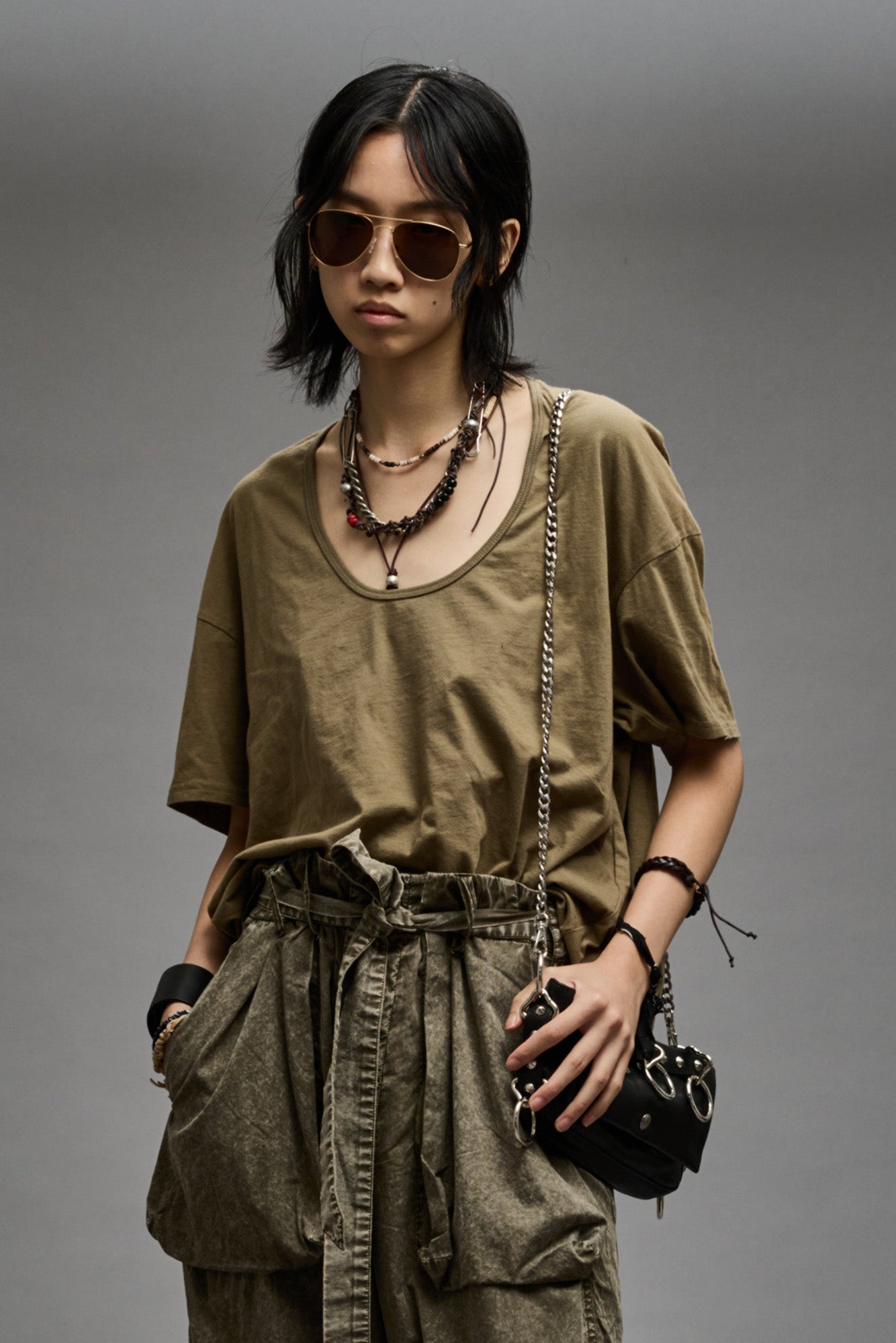 SCOOP NECK RELAXED T - LIGHT OLIVE - 1