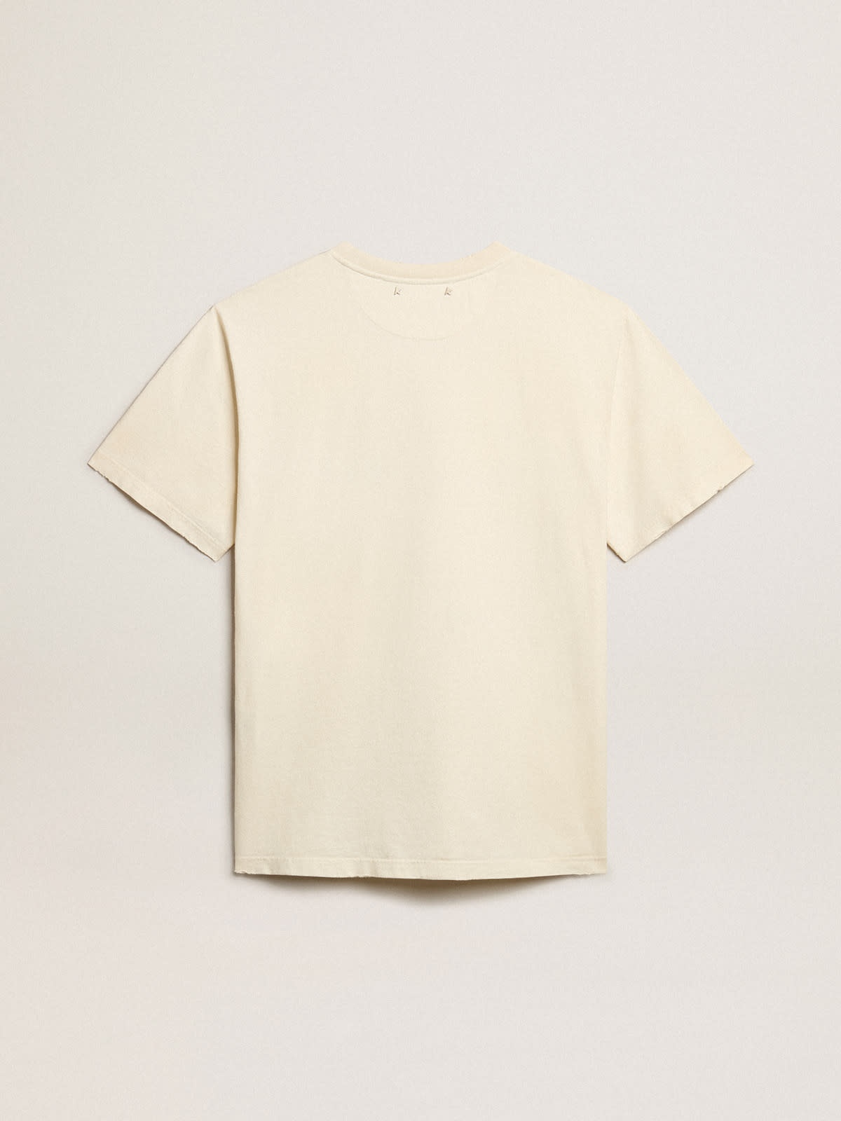 Men’s cotton T-shirt in aged white with green lettering - 2