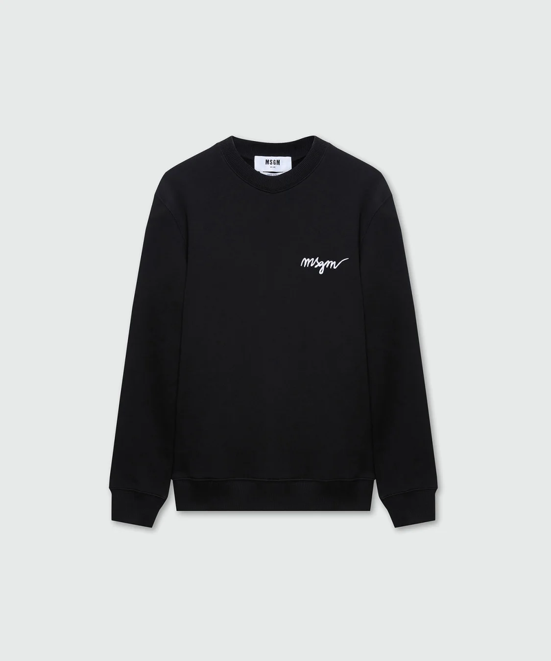 Black crew neck sweatshirt with cursive logo - 1
