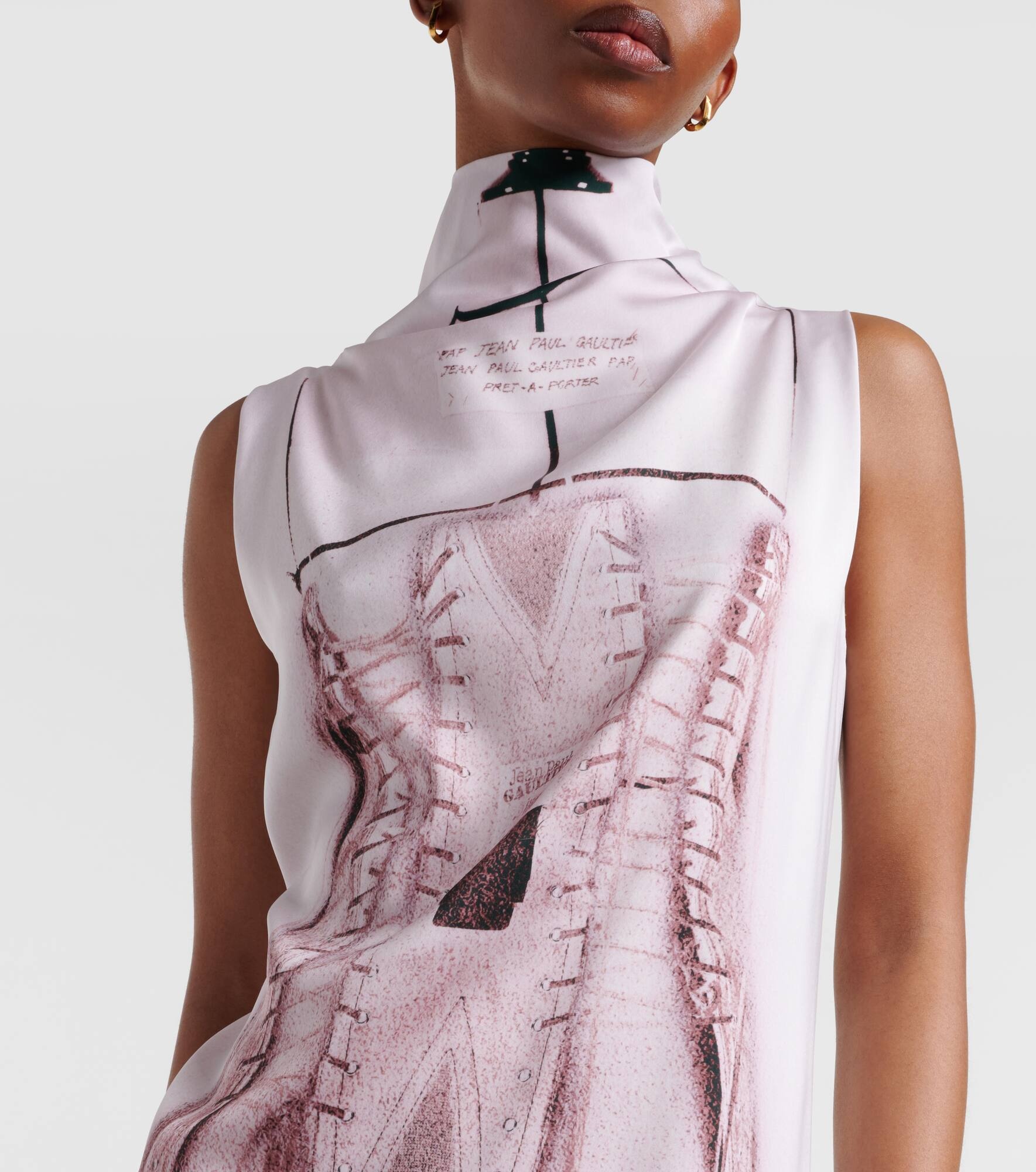 Trompe l'œil draped satin maxi dress - 4