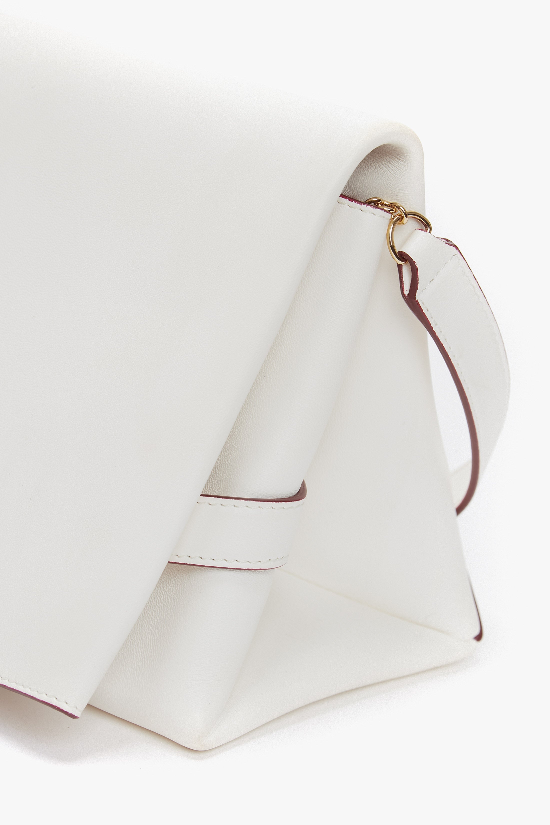 Mini Chain Pouch In White Leather - 8