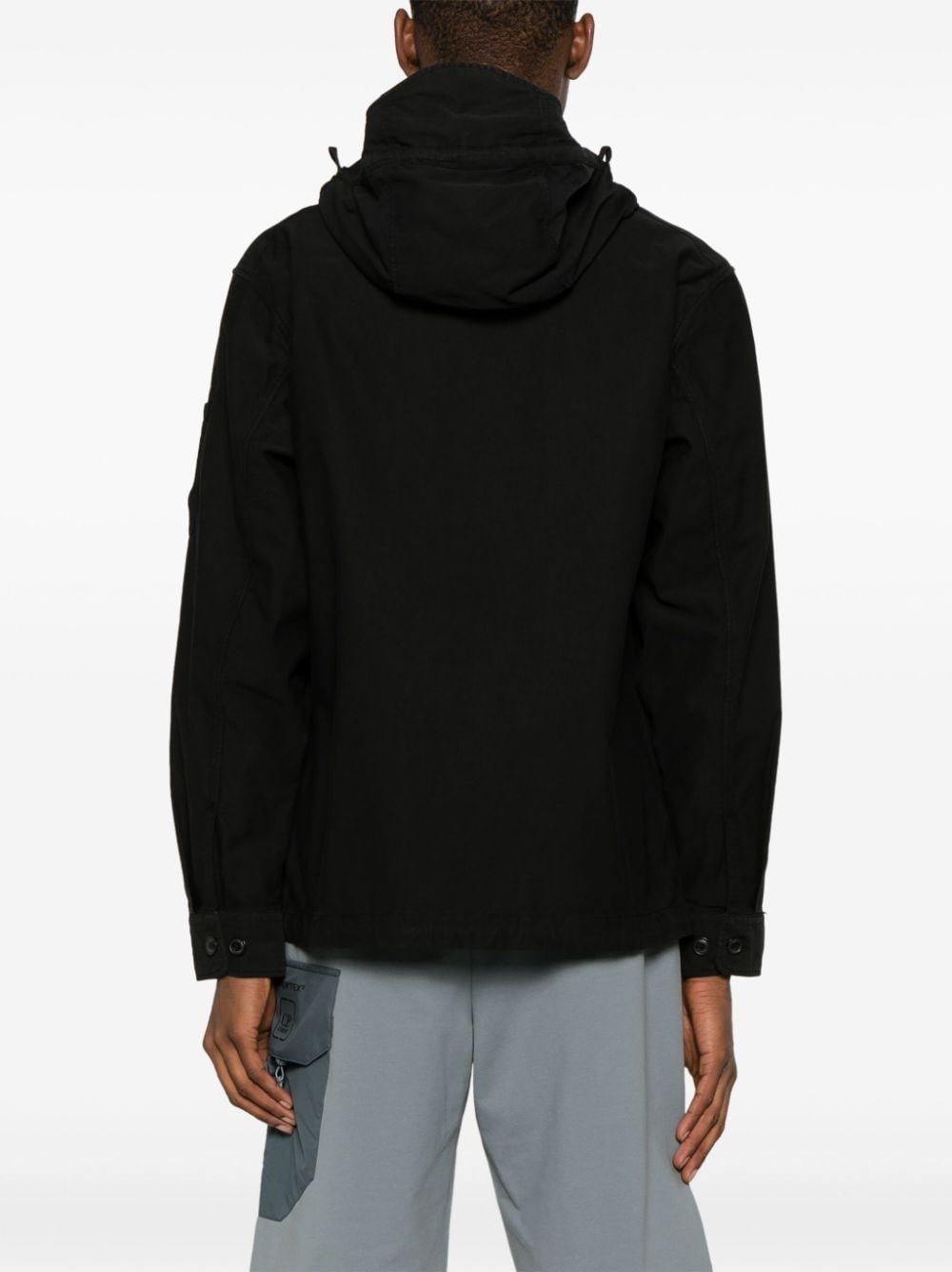 hooded cotton zip-up shirt - 4