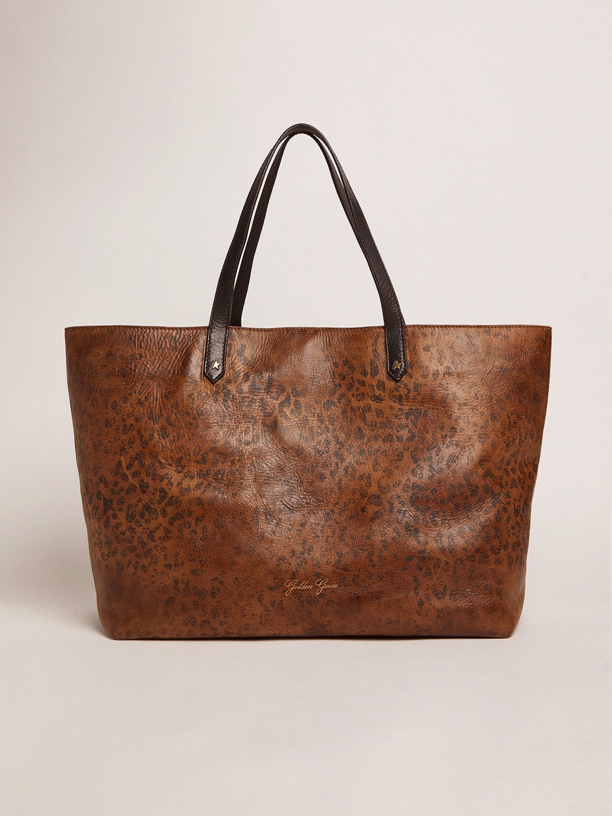 Women's Pasadena Bag with leopard print and contrasting black handles - 1