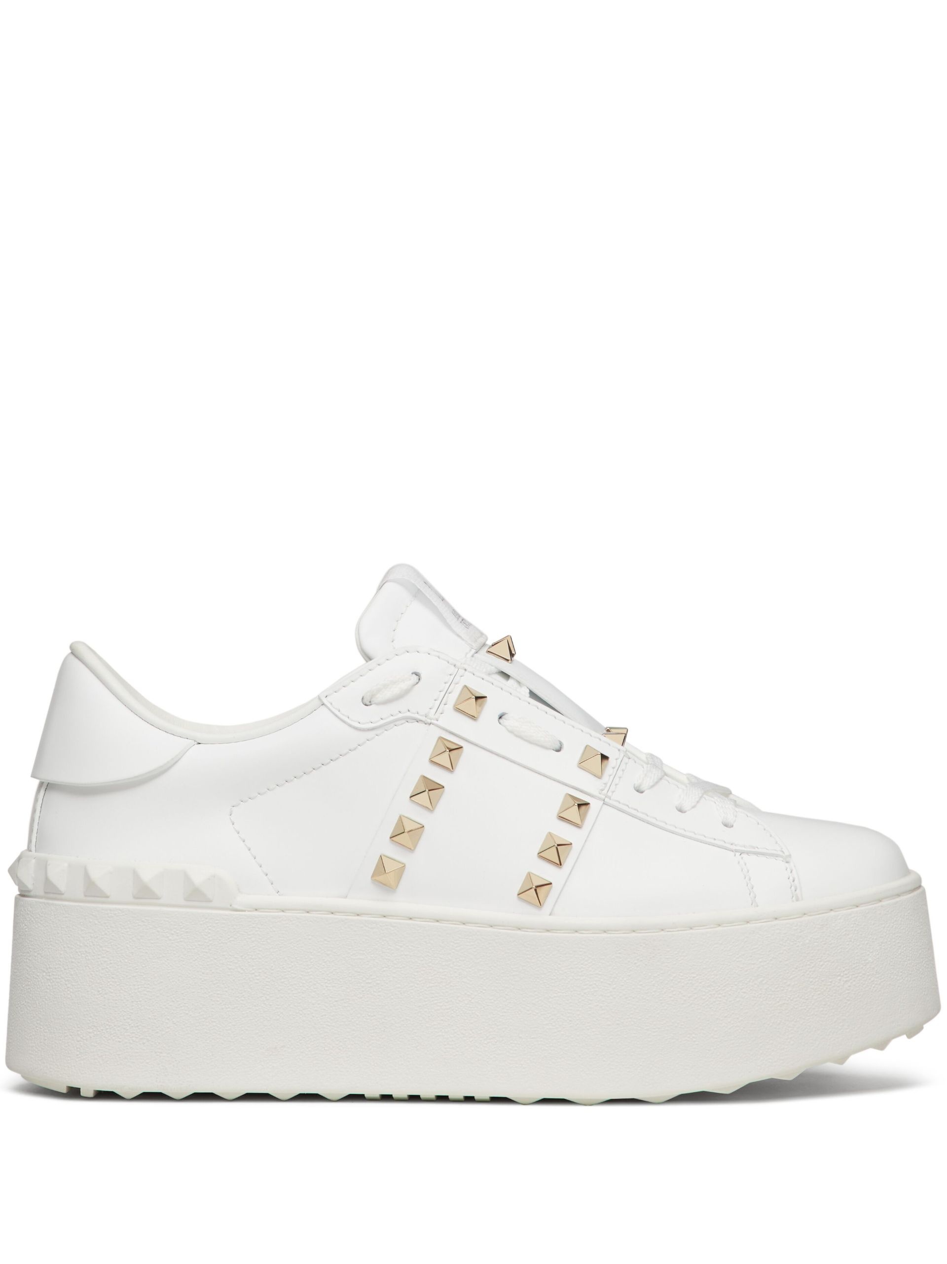 White Rockstud Flatform Sneakers - 1
