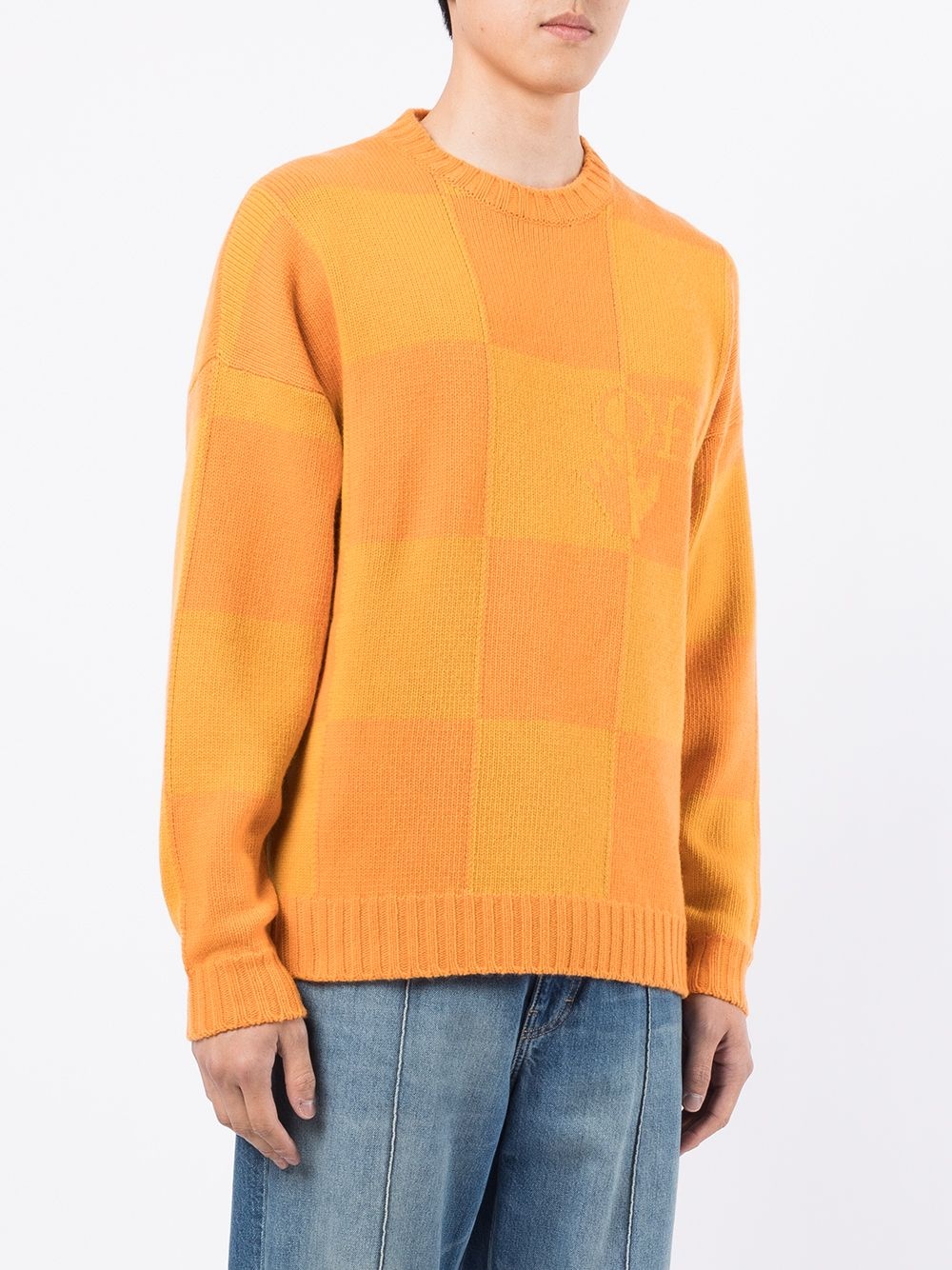 checkerboard logo intarsia-knit jumper - 3