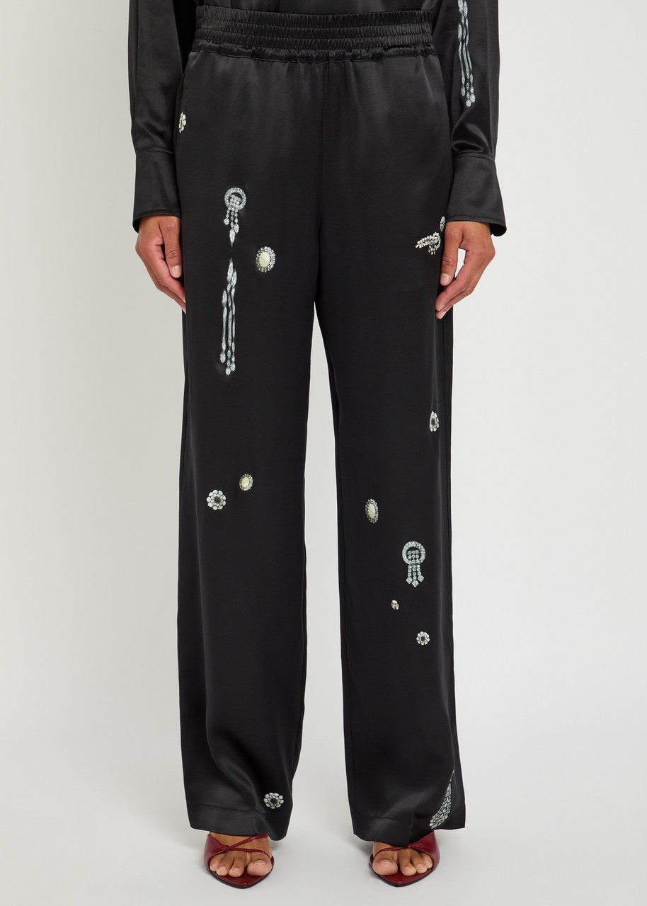 Victoria Beckham Printed Silk Pyjama Trousers - 2