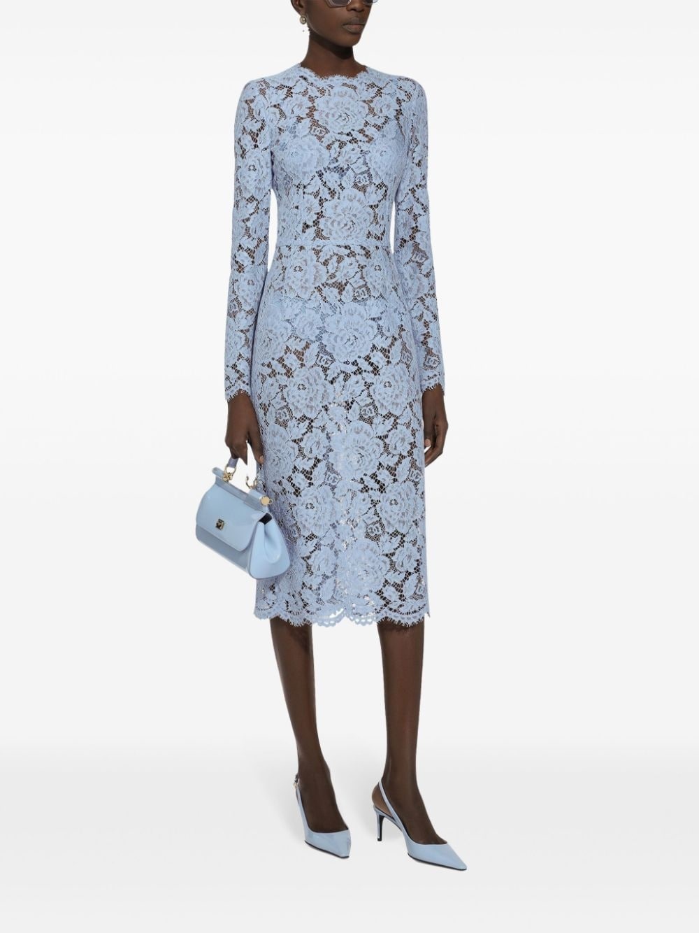 floral-lace bodycon midi dress - 2