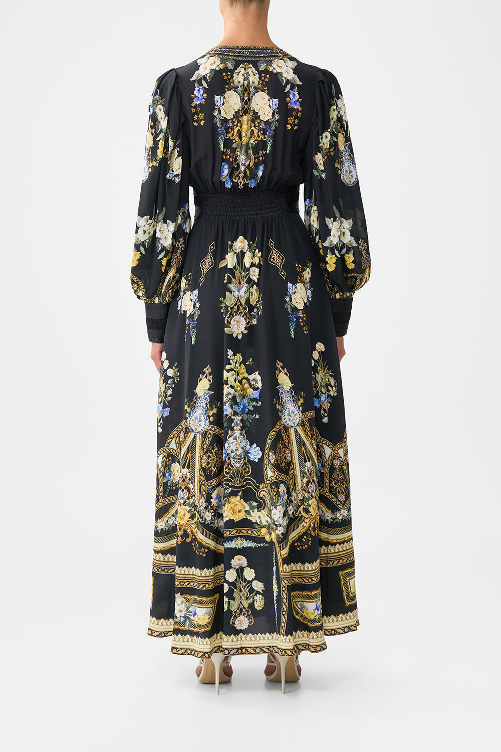 SHAPED WAISTBAND DRESS WITH GATHERED SLEEVES - 3