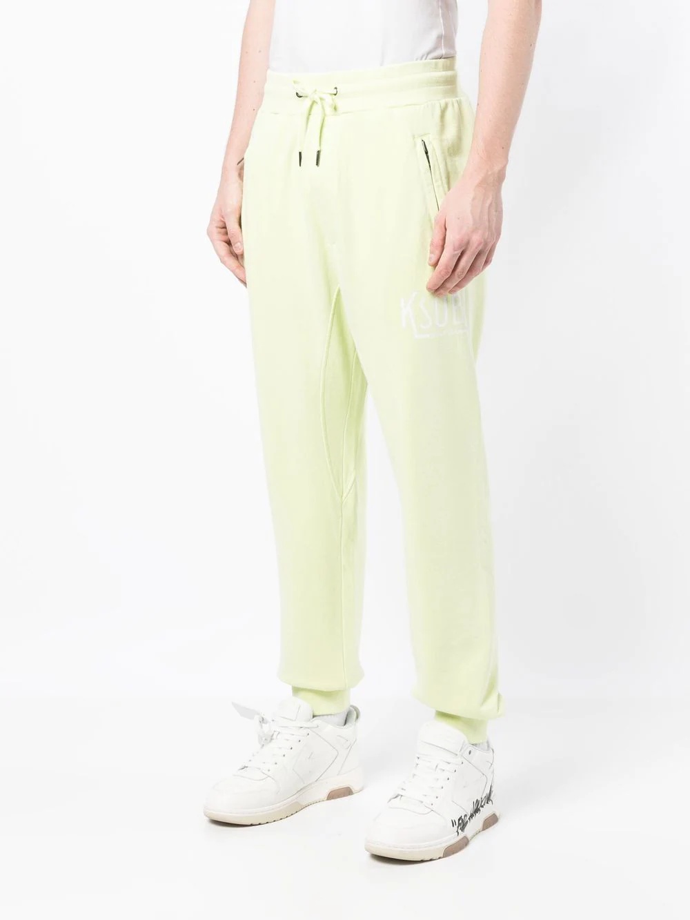 drawstring-waist cotton track trousers - 3