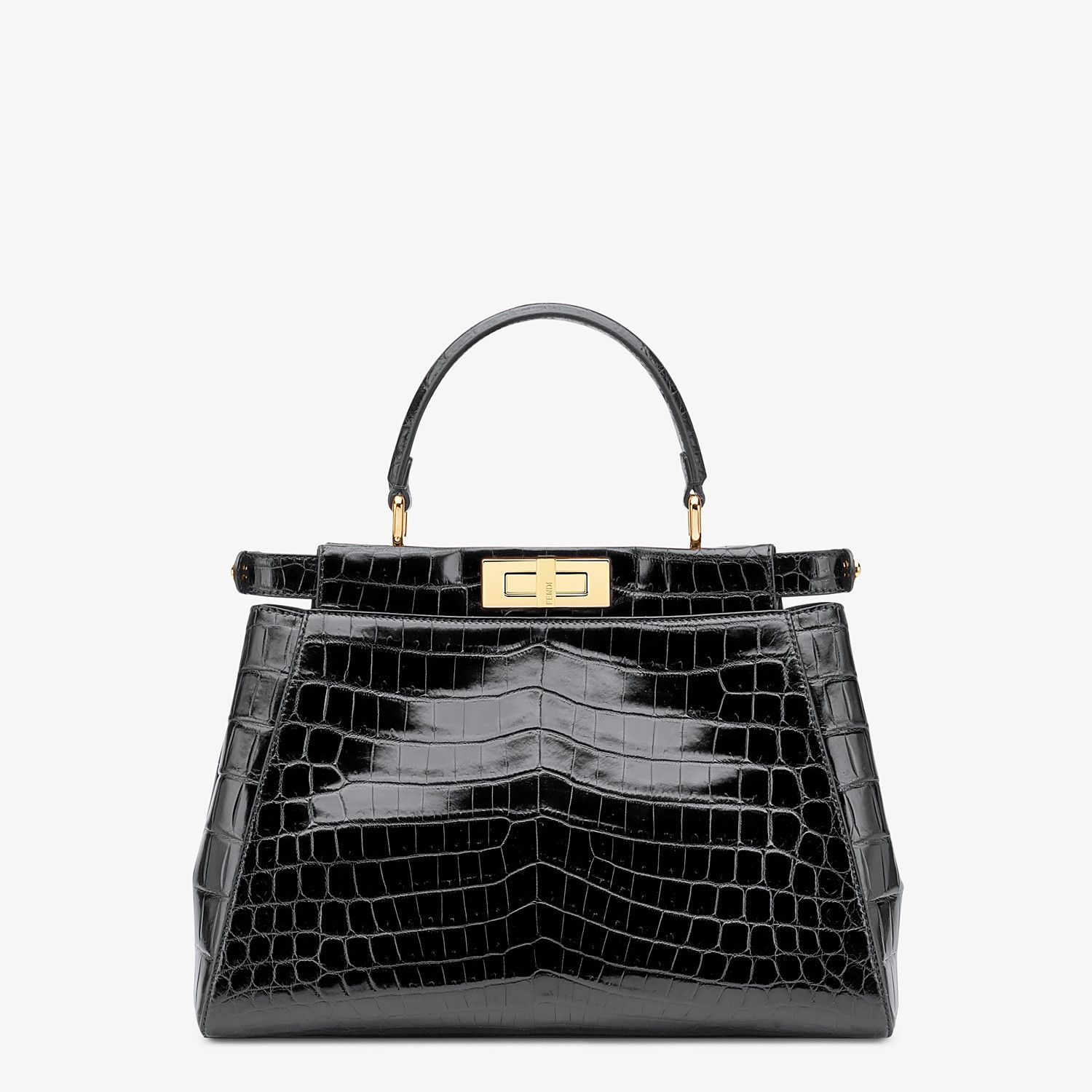 Black crocodile leather handbag. - 3