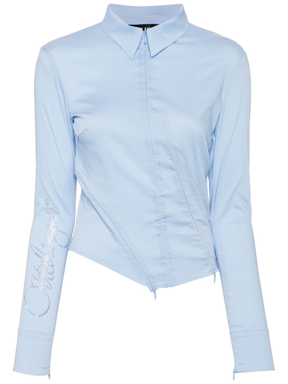 logo-embellished asymmetric shirt - 1