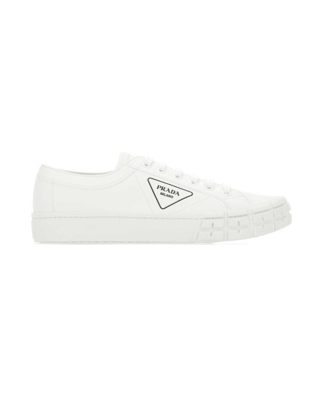 White Gabardine Wheel Sneakers - 1