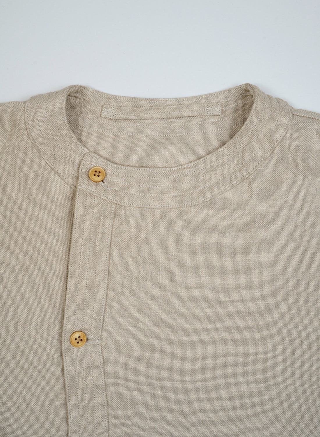French Work Jacket Linen Pin Oxford in Ivory - 2