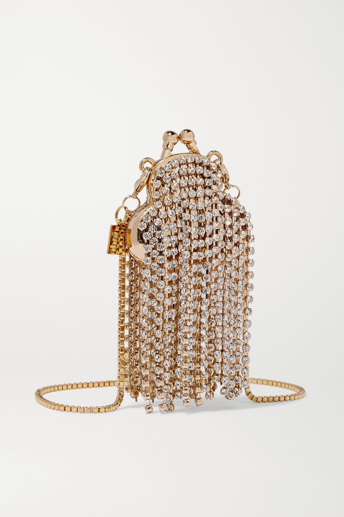 Orfea mini fringed crystal-embellished gold-tone shoulder bag - 3