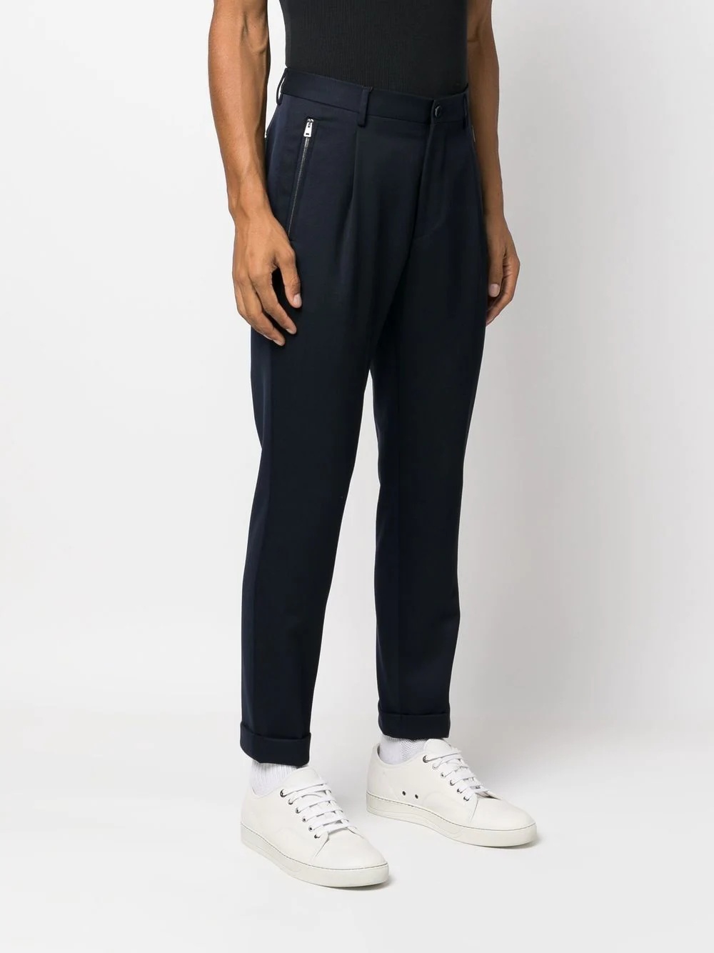 turn-up hem tapered trousers - 3