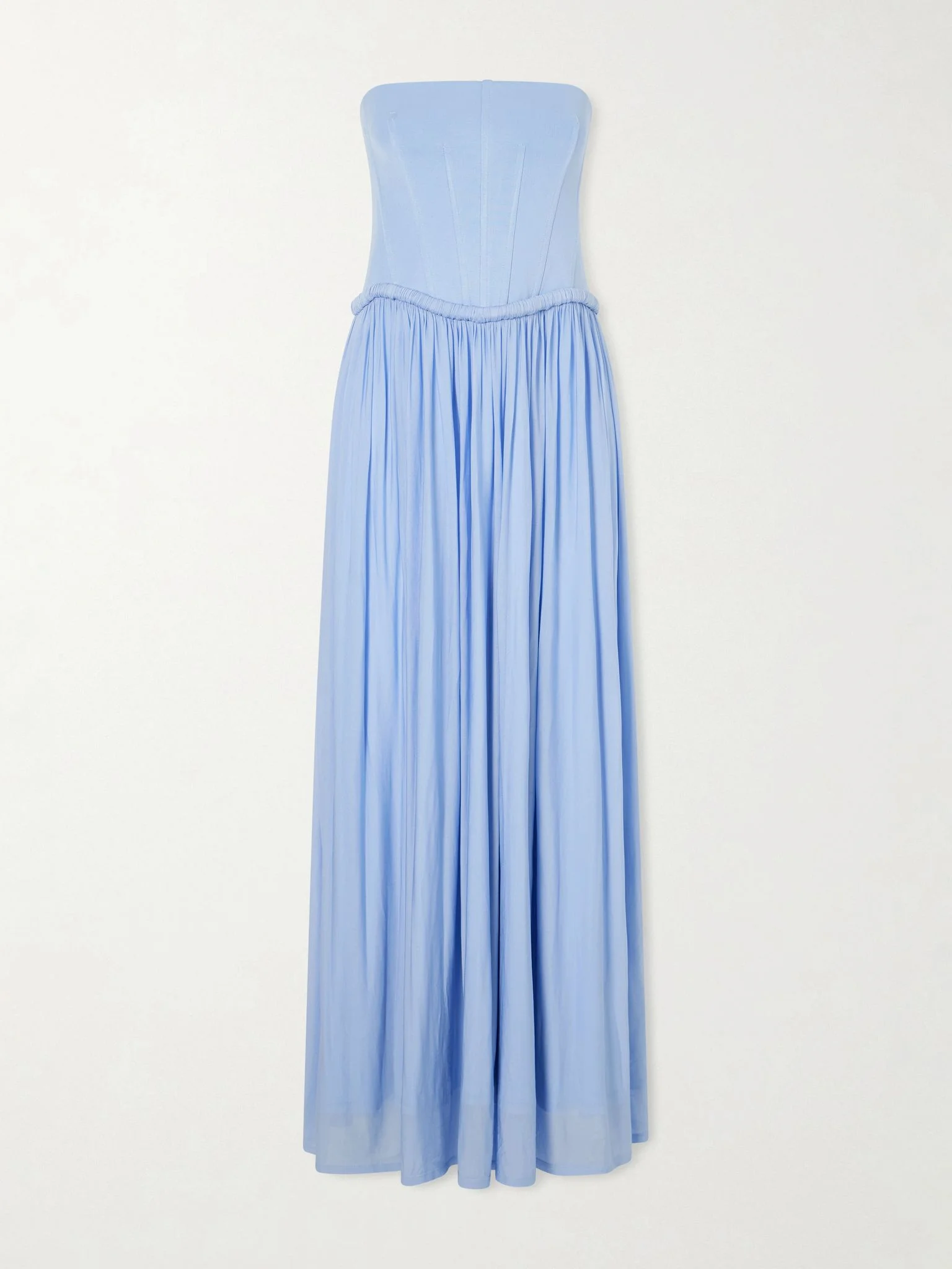 Adalys gathered stretch-jersey bustier maxi dress Blue - 1