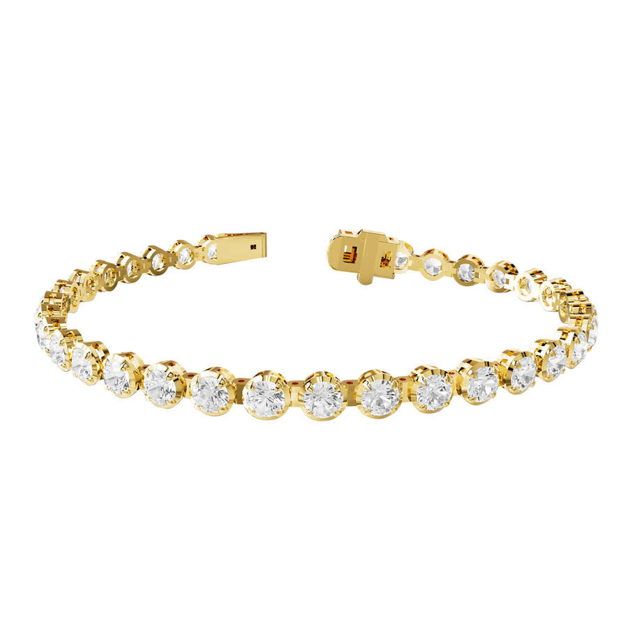 Diamond2Deal - Diamond2Deal 18k Vermeil Plated Silver 5.9 ct Round Lab Grown Diamond Fancy Tennis Bracelet 7" VVS-V - 1