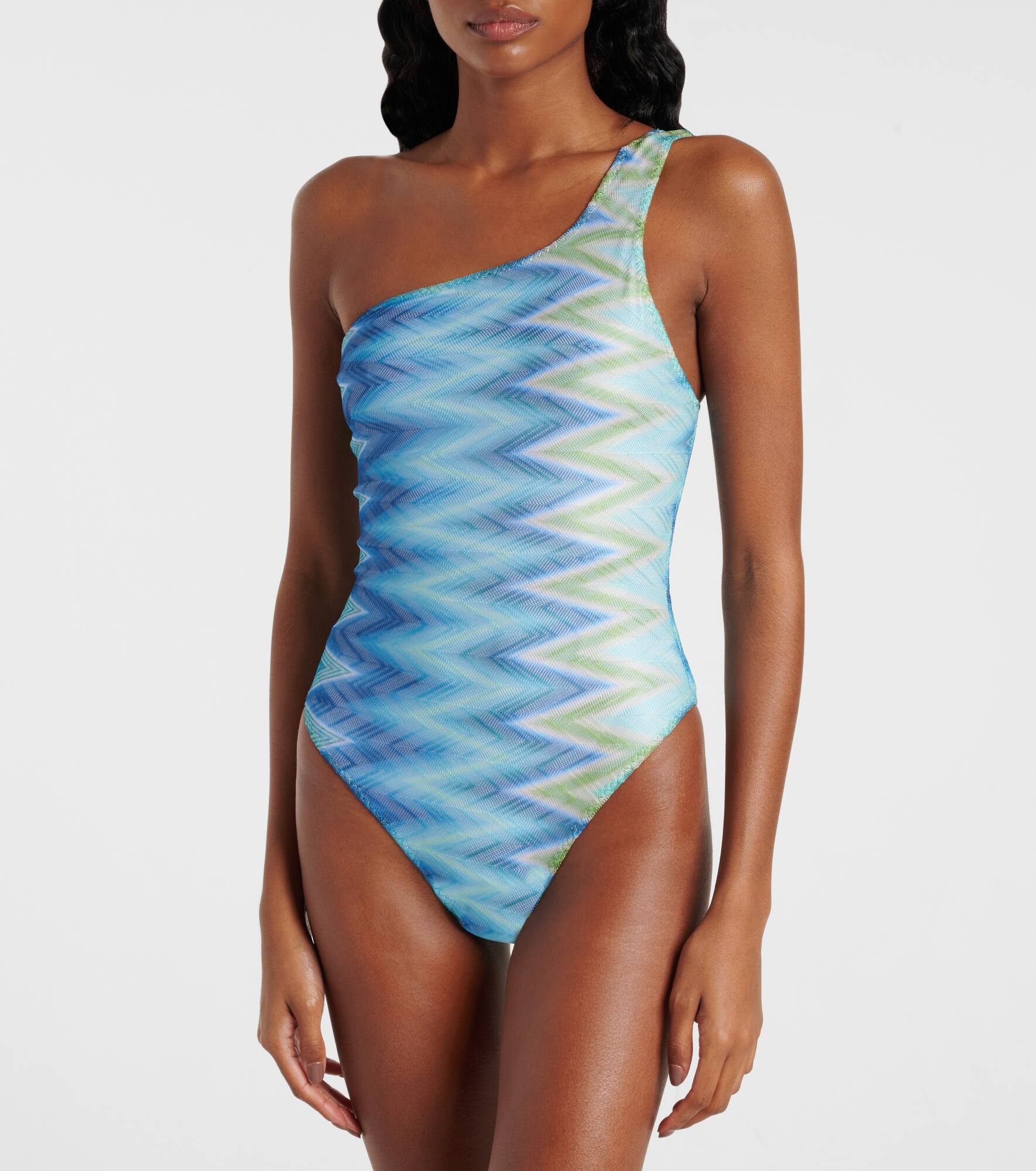 Zig Zag one-shoulder swimsuit - 2