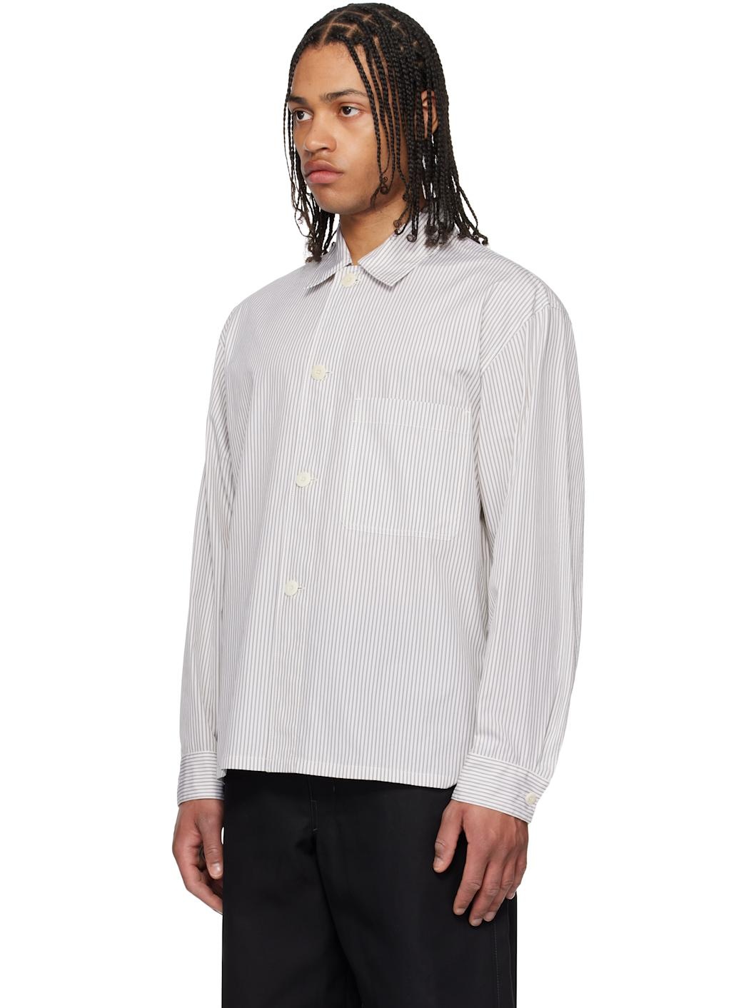 White & Taupe Pyjama Shirt - 4