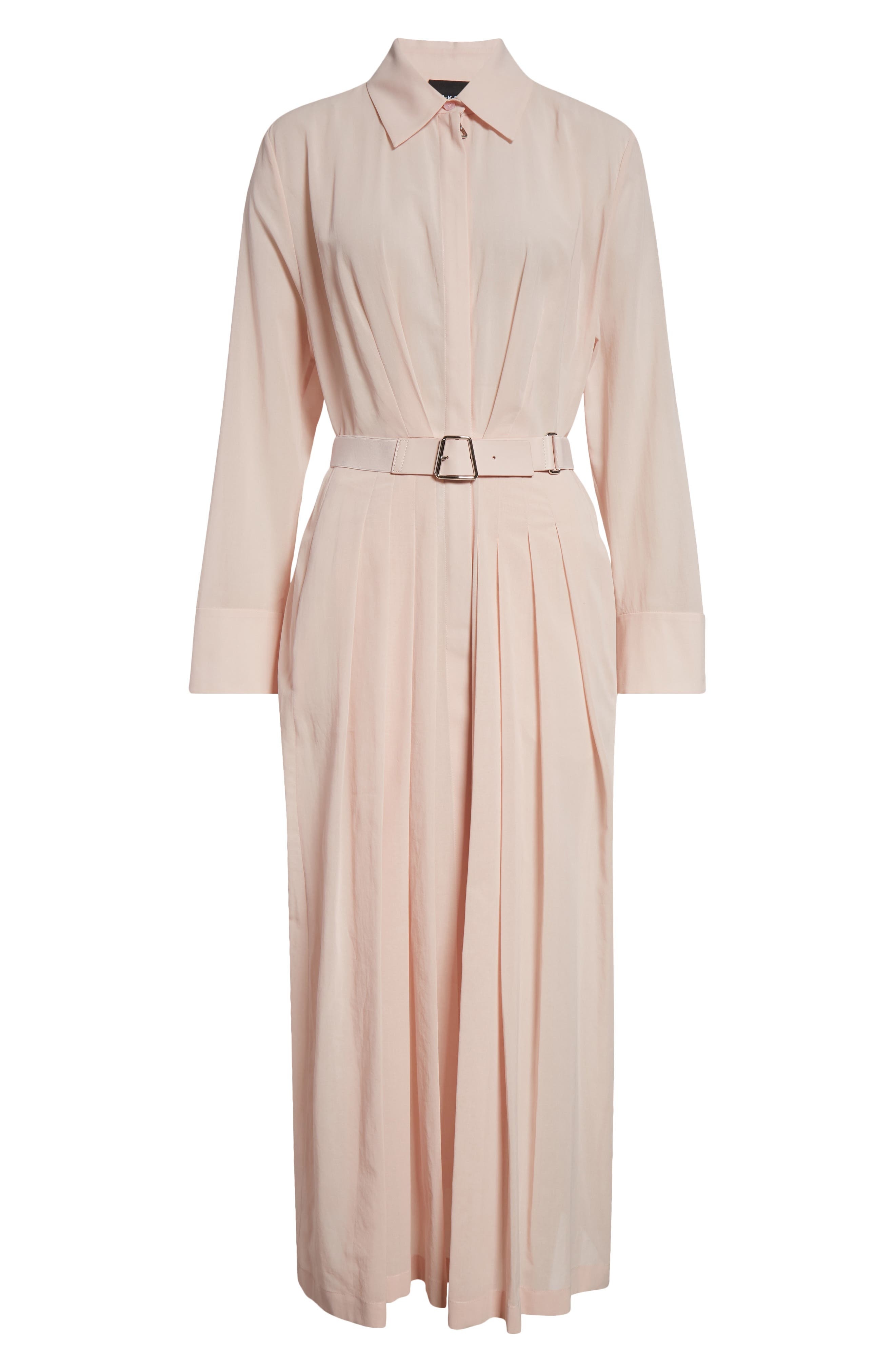 Akris Long Sleeve Cotton Voile Belted ShirtDress in Pale Pink at Nordstrom - 5
