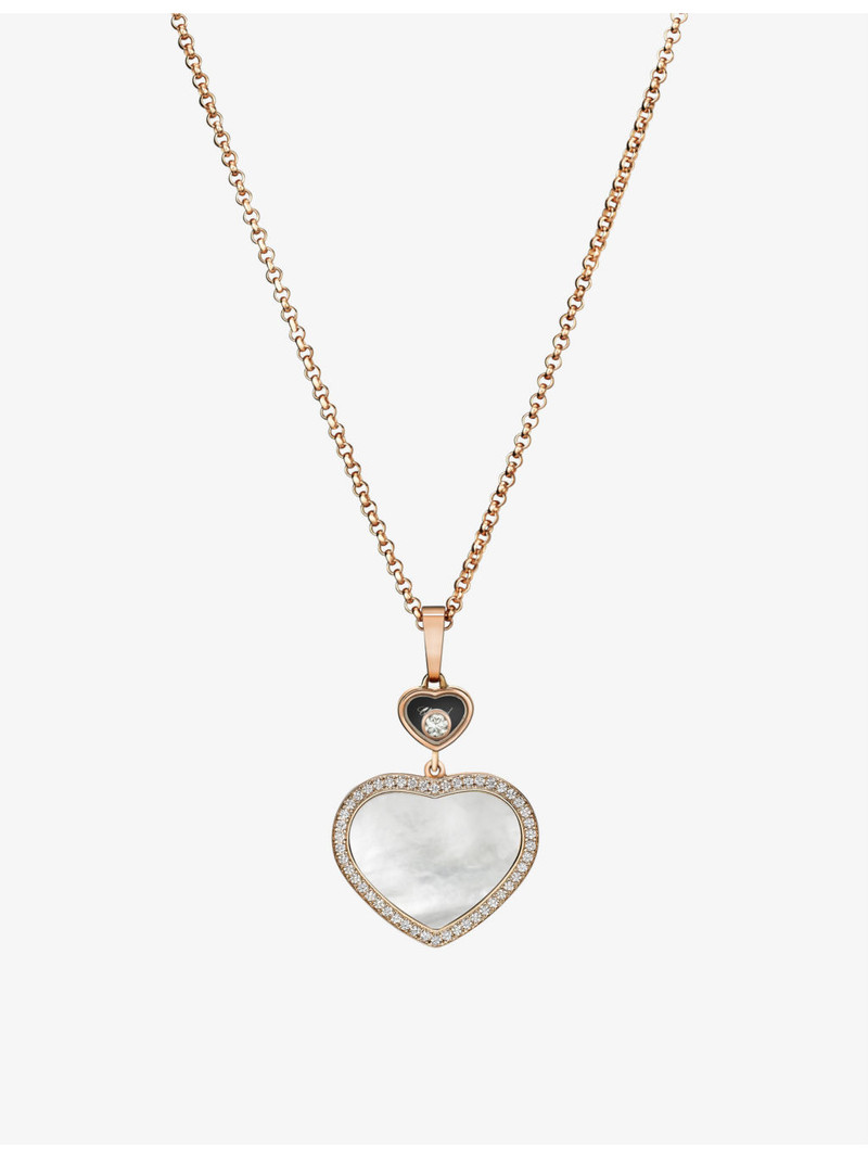 Happy Hearts 18ct rose-gold, 0.24ct diamond and mother-of-pearl necklace 1