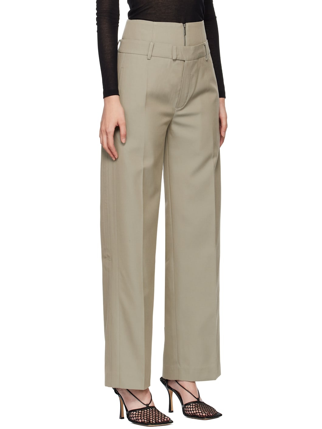 Khaki Double Waistband Trousers - 2