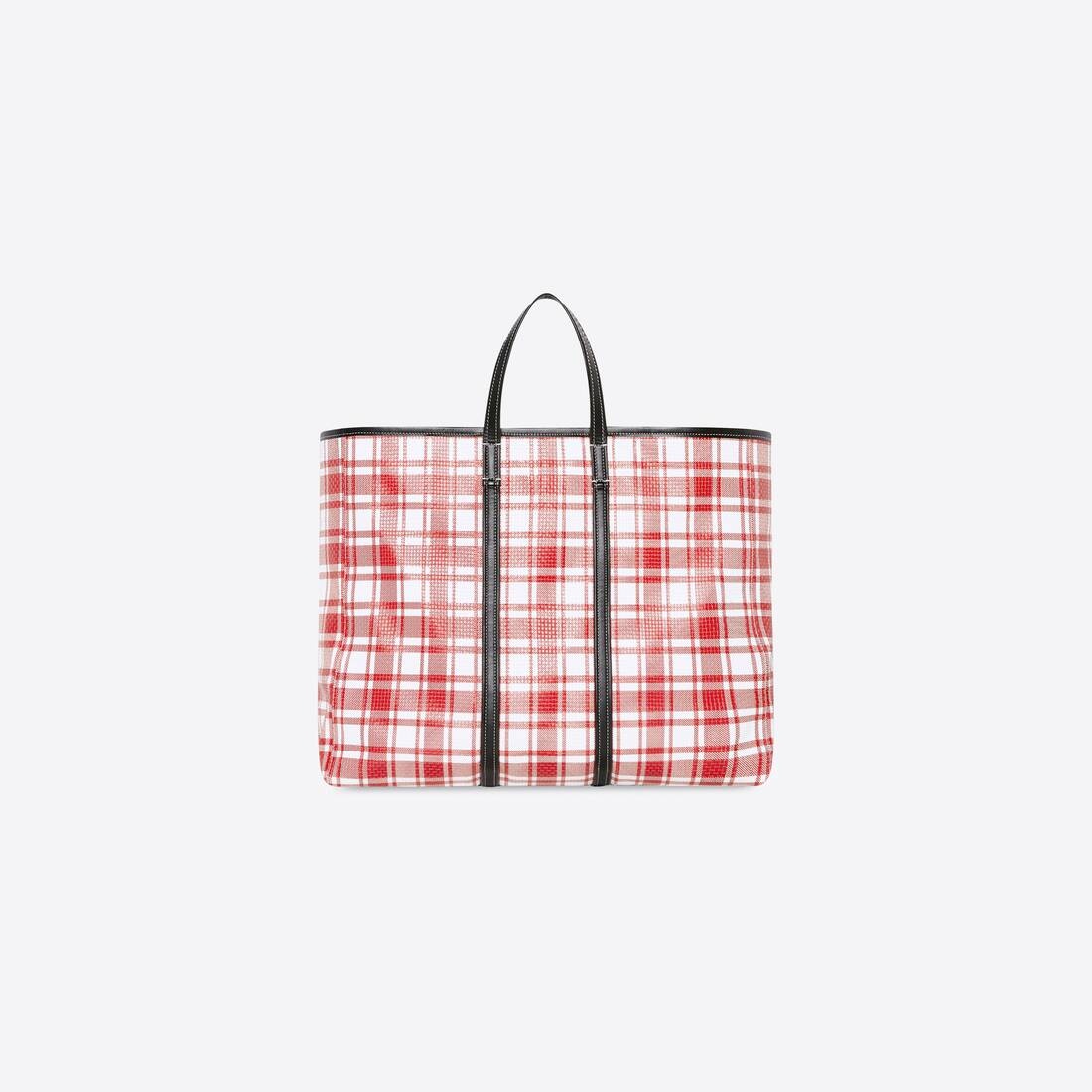 Barbes Large East-west Shopper Bag Check Printed in Red - 5