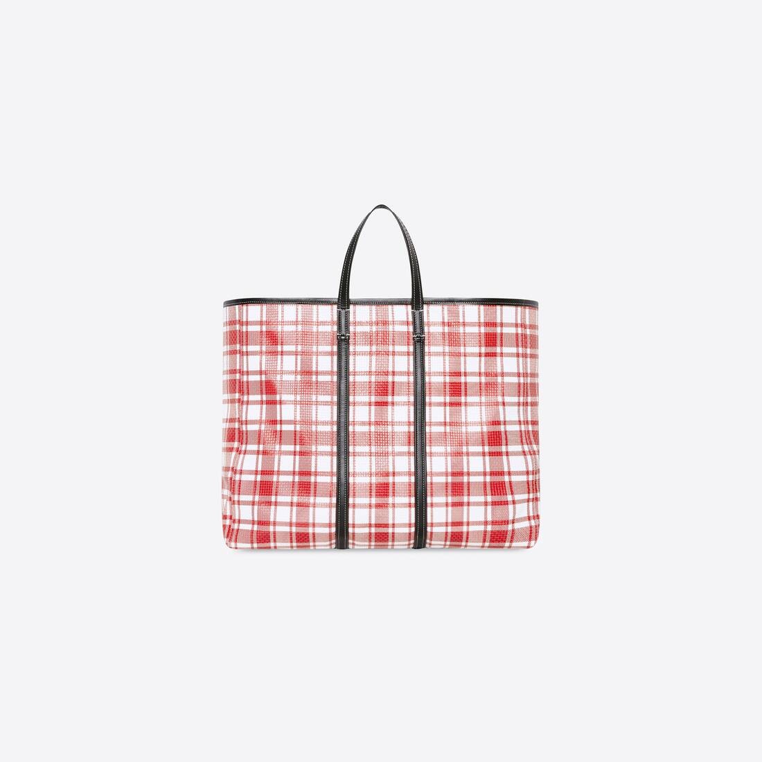 Barbes Large East-west Shopper Bag Check Printed in Red - 2