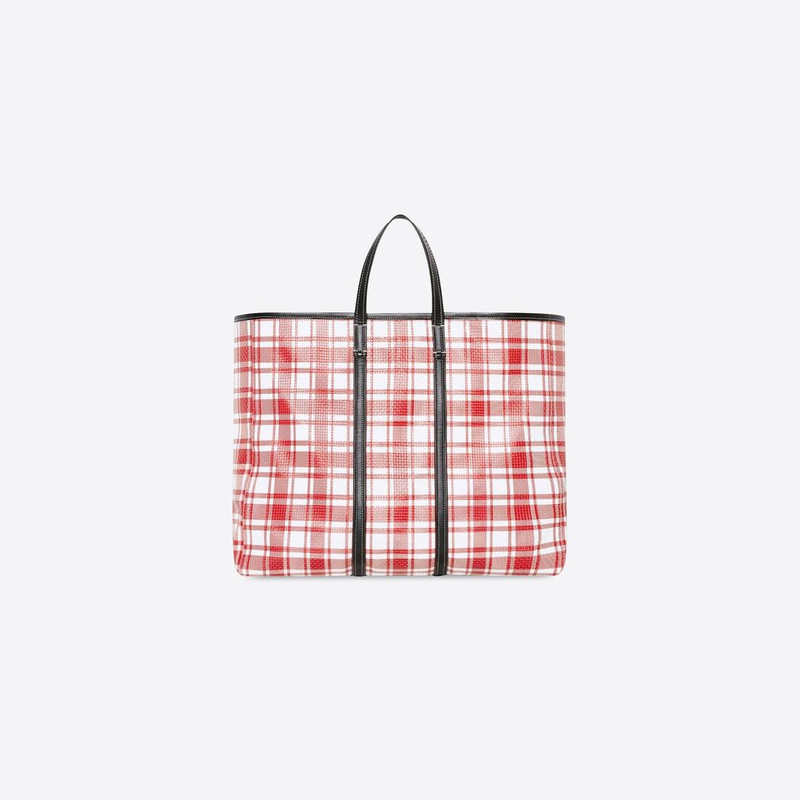 Barbes Large East-west Shopper Bag Check Printed in Red 5