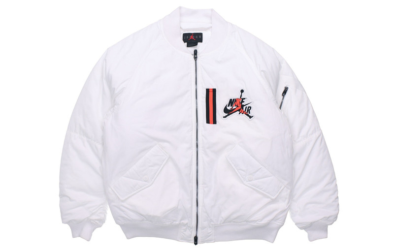 Air Jordan Wings MA-1 logo Printing Stay Warm Casual Jacket White AV2599-100 - 1