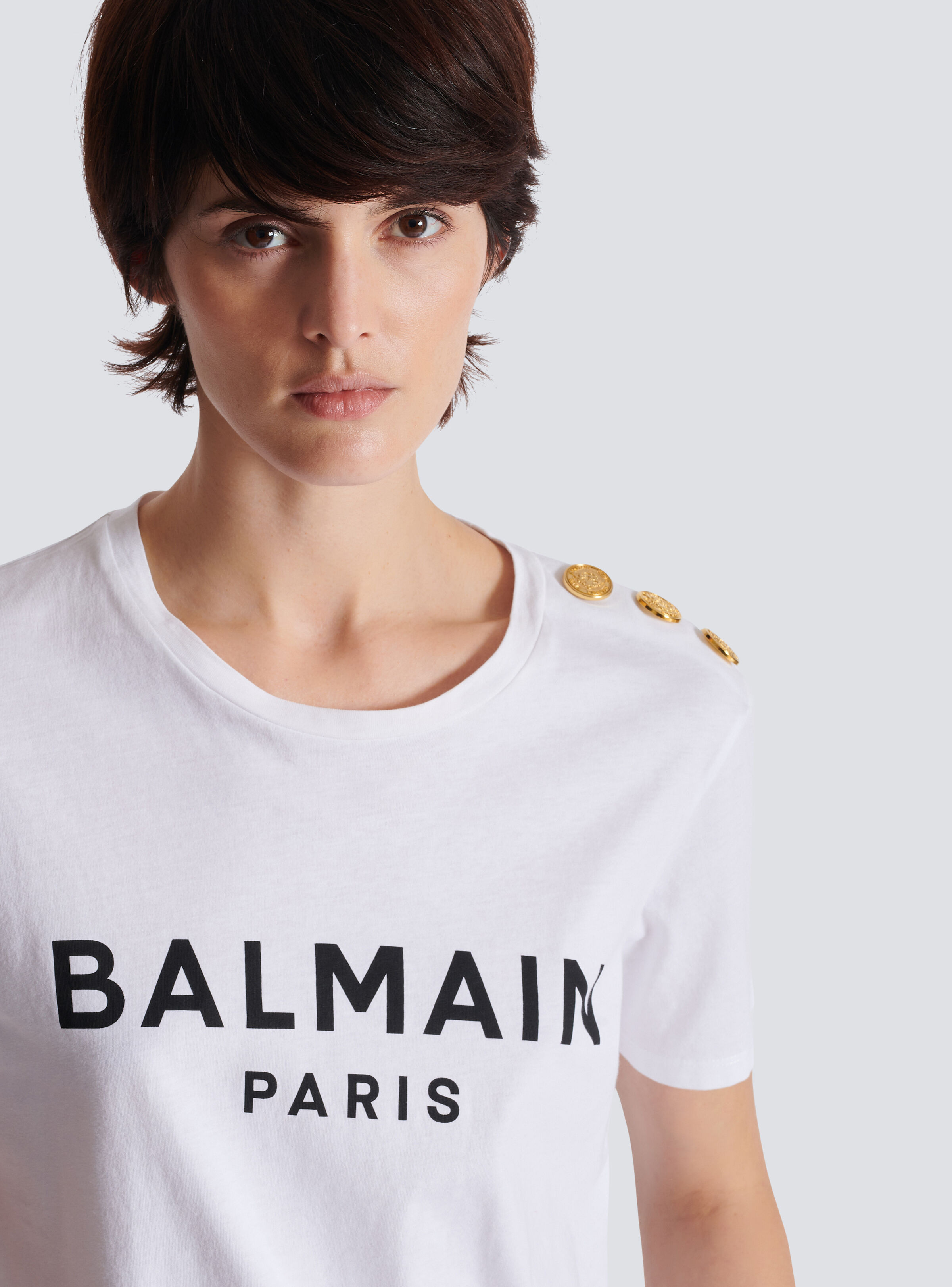Eco-designed cotton T-shirt with Balmain logo print - 7
