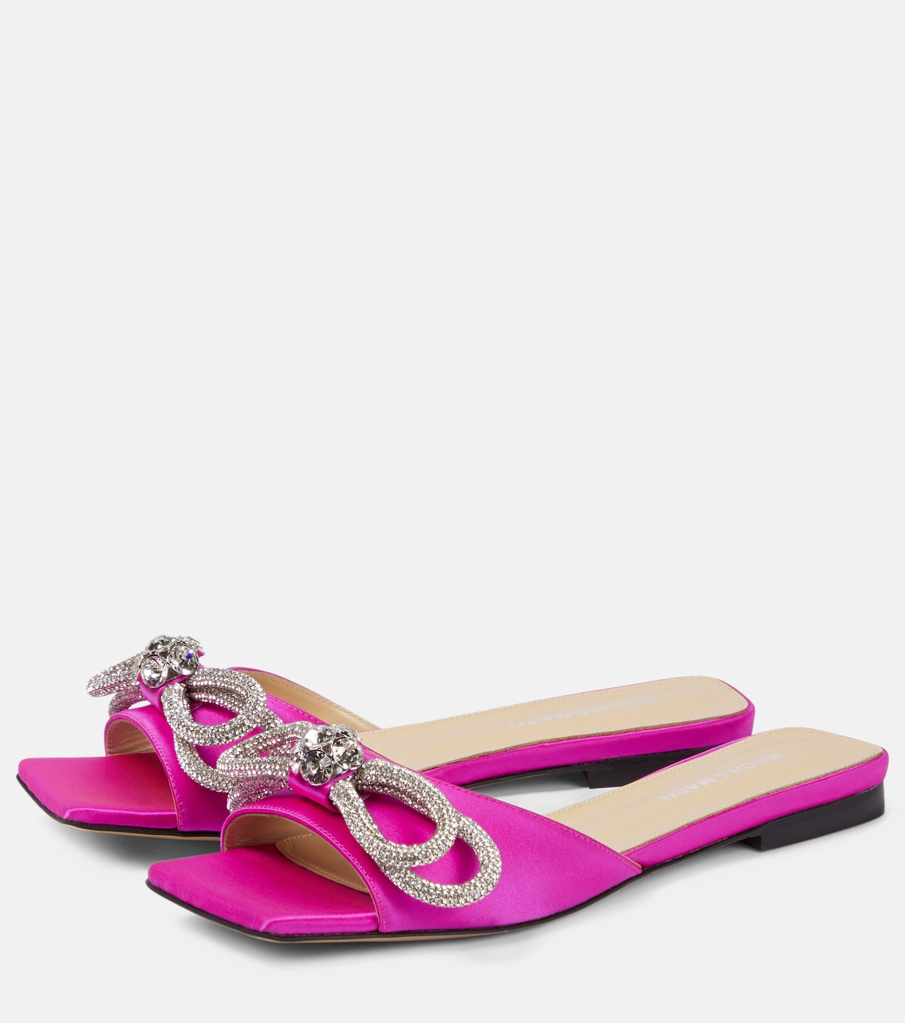 Double Bow embellished satin mules - 5