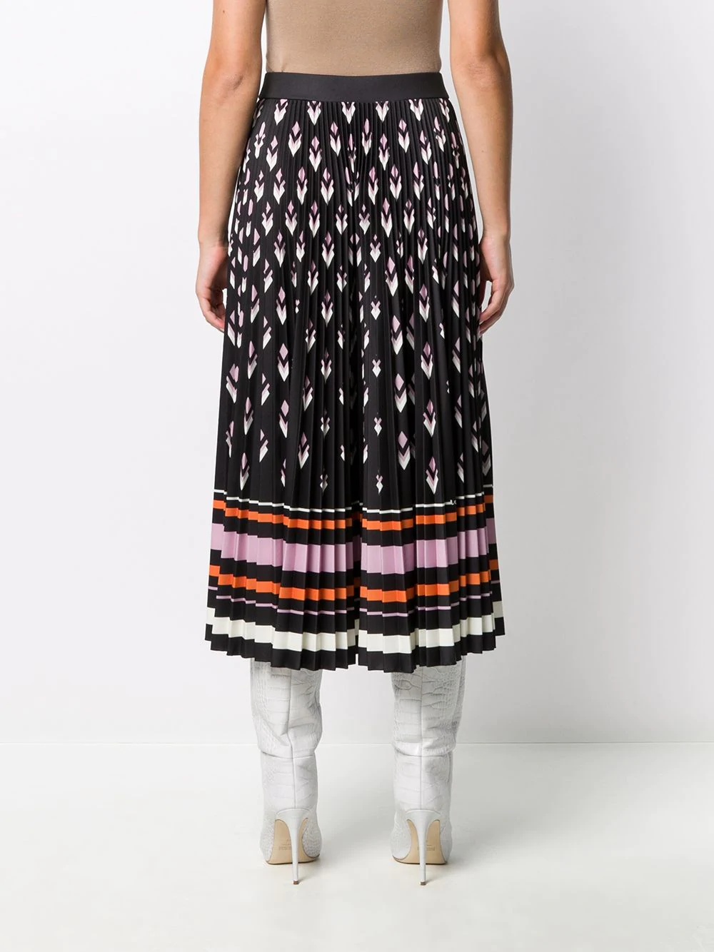 pleated multi-print skirt - 4