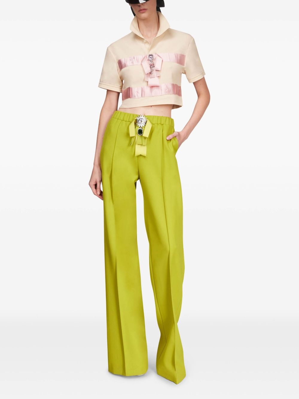crystal-embellished cropped polo - 3