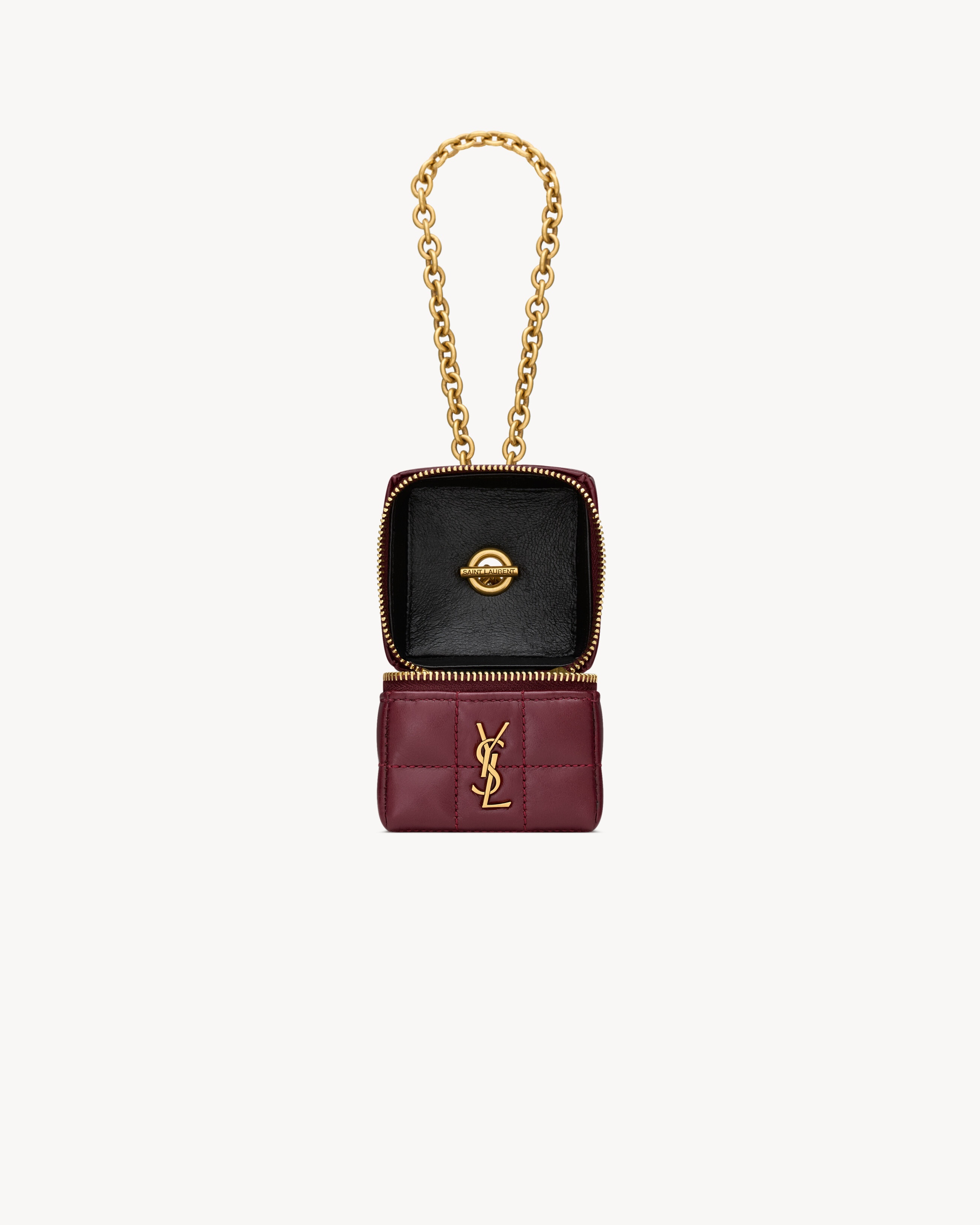 CASSANDRE MATELASSÉ CARRÉ MINI CUBE ON CHAIN IN SHINY LEATHER - 4