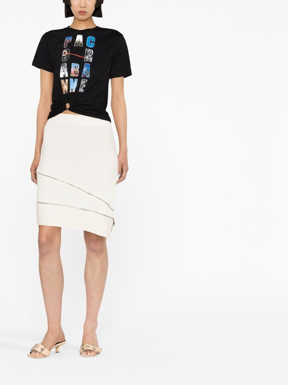 ribbed asymmetric midi skirt - 2