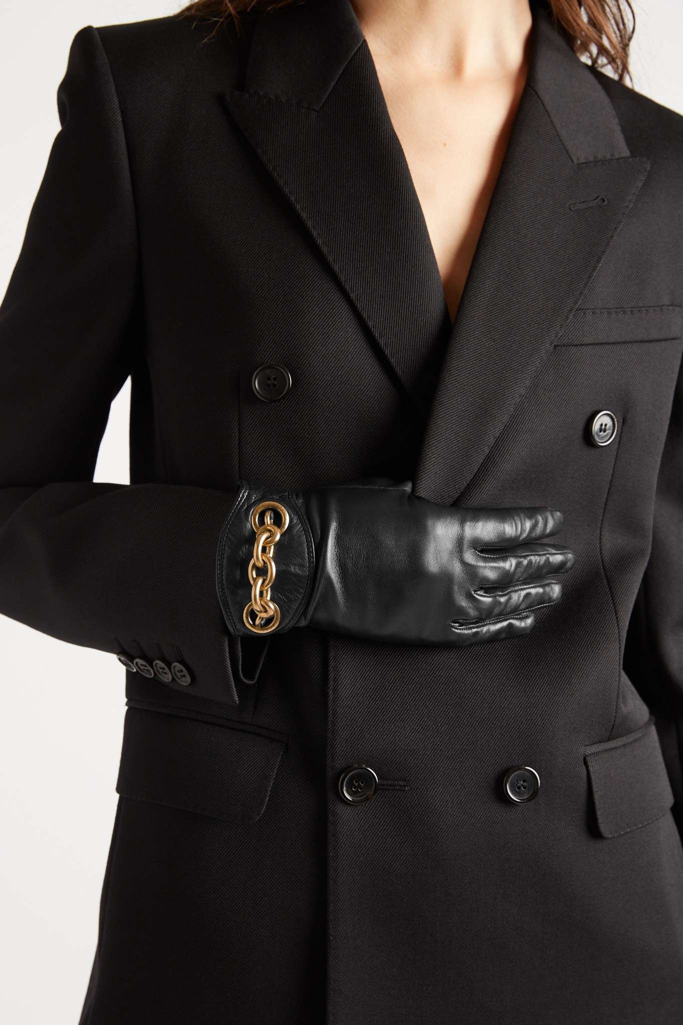Chain-embellished leather gloves - 2