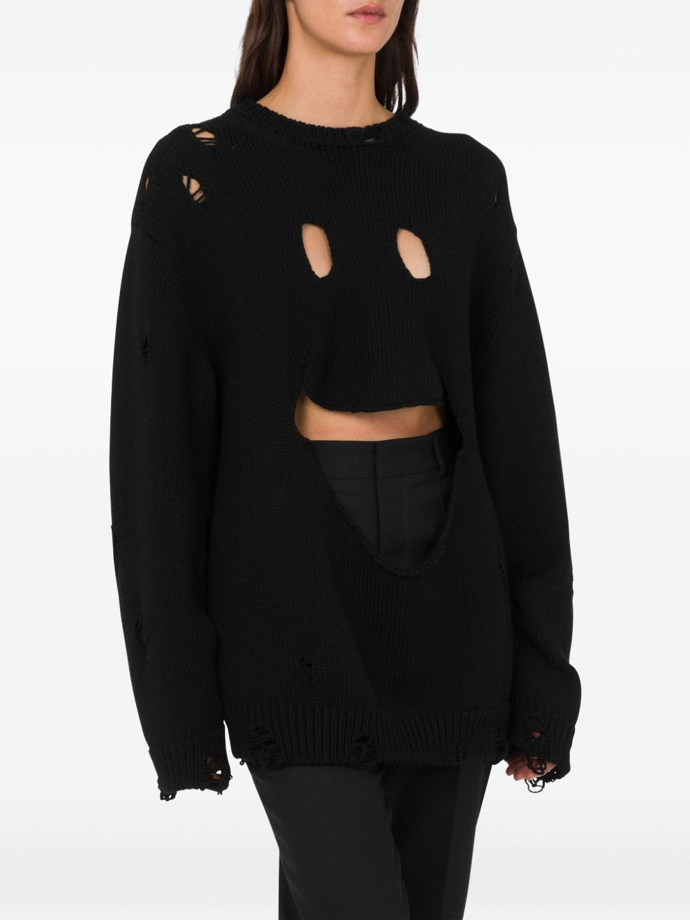 smiley face distressed sweater - 3