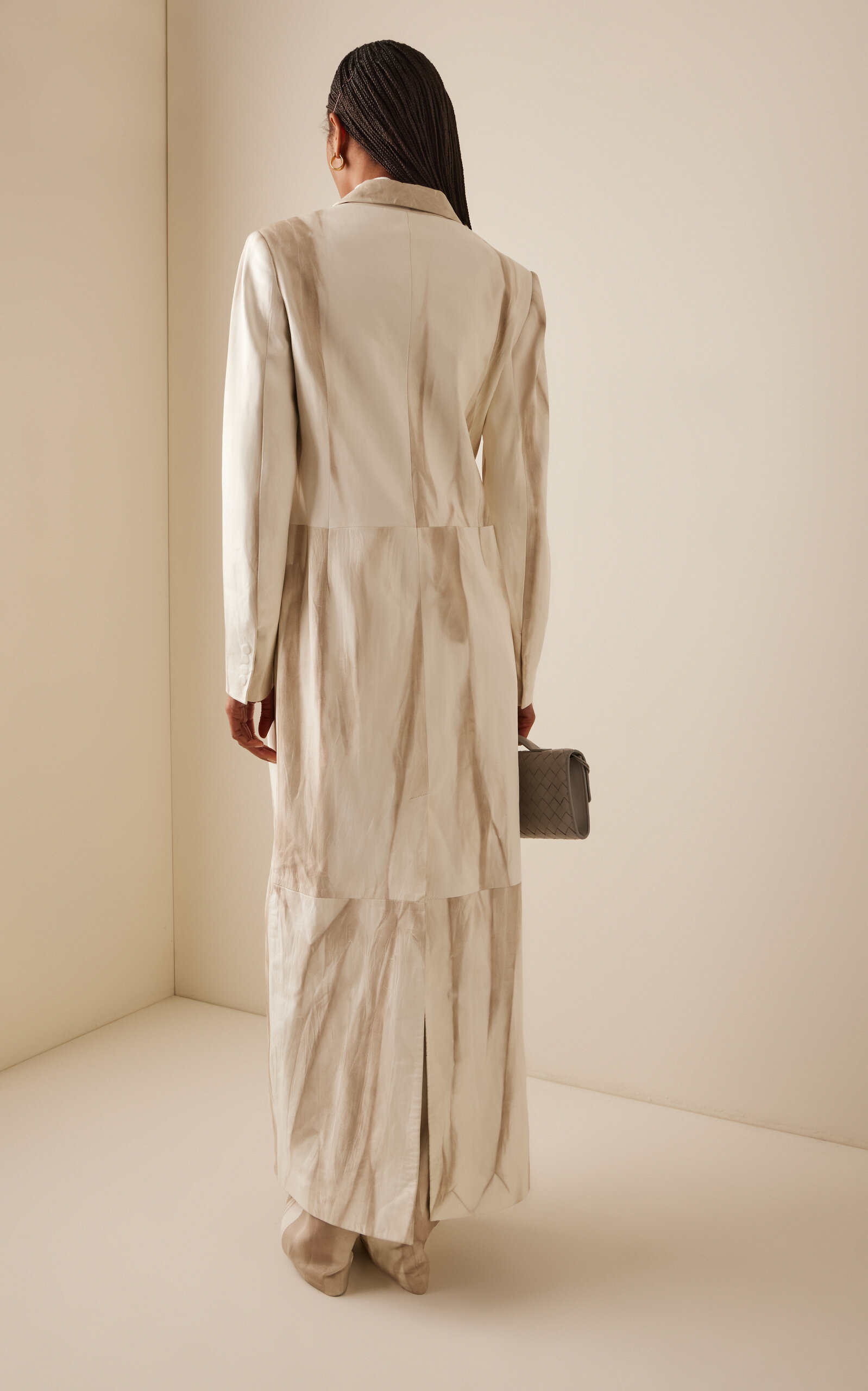 Marbled Leather Coat ivory - 4