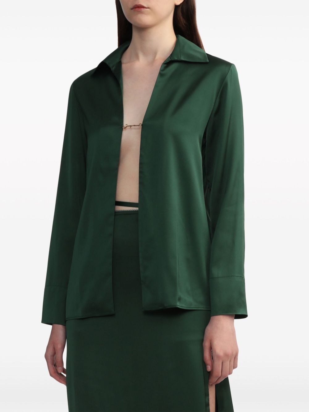 Notte logo-lettering satin shirt - 3