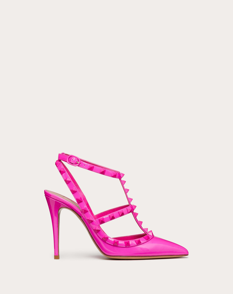 ROCKSTUD ANKLE STRAP PATENT-LEATHER PUMP WITH TONAL STUDS 100 MM - 1
