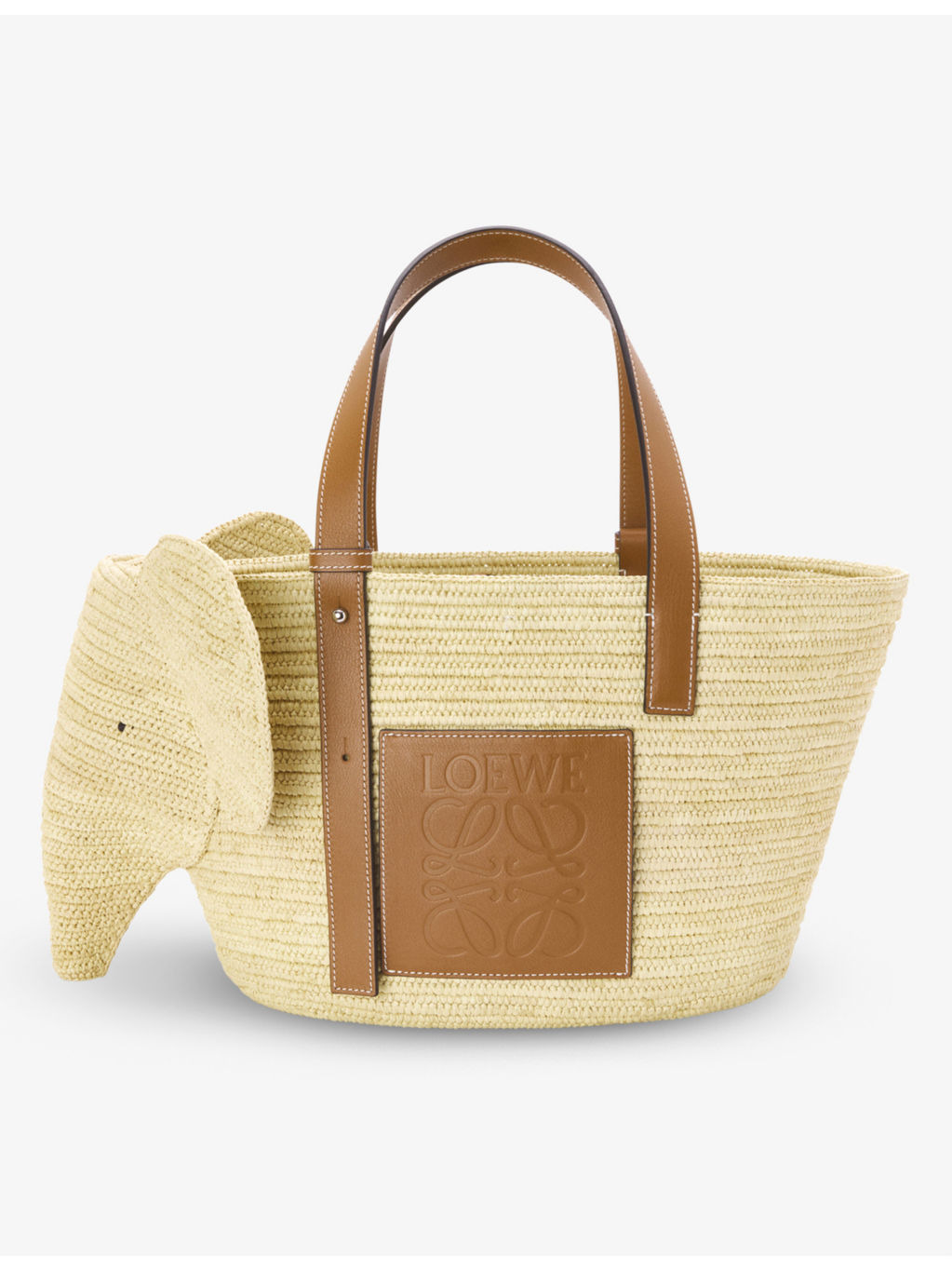 Elephant raffia and leather shoulder bag - 1