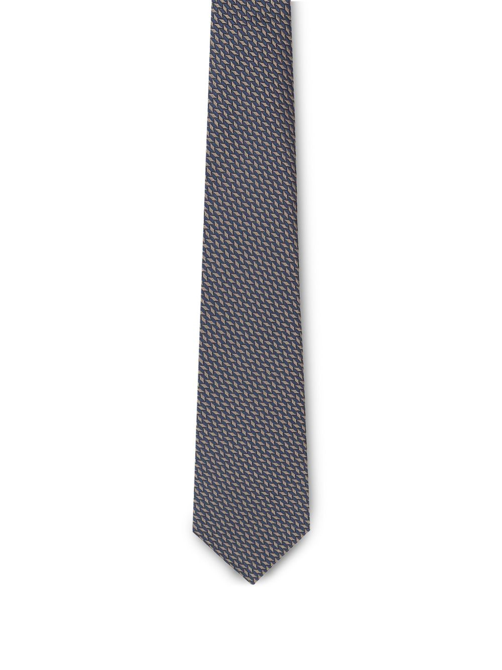geometric-pattern silk tie - 3