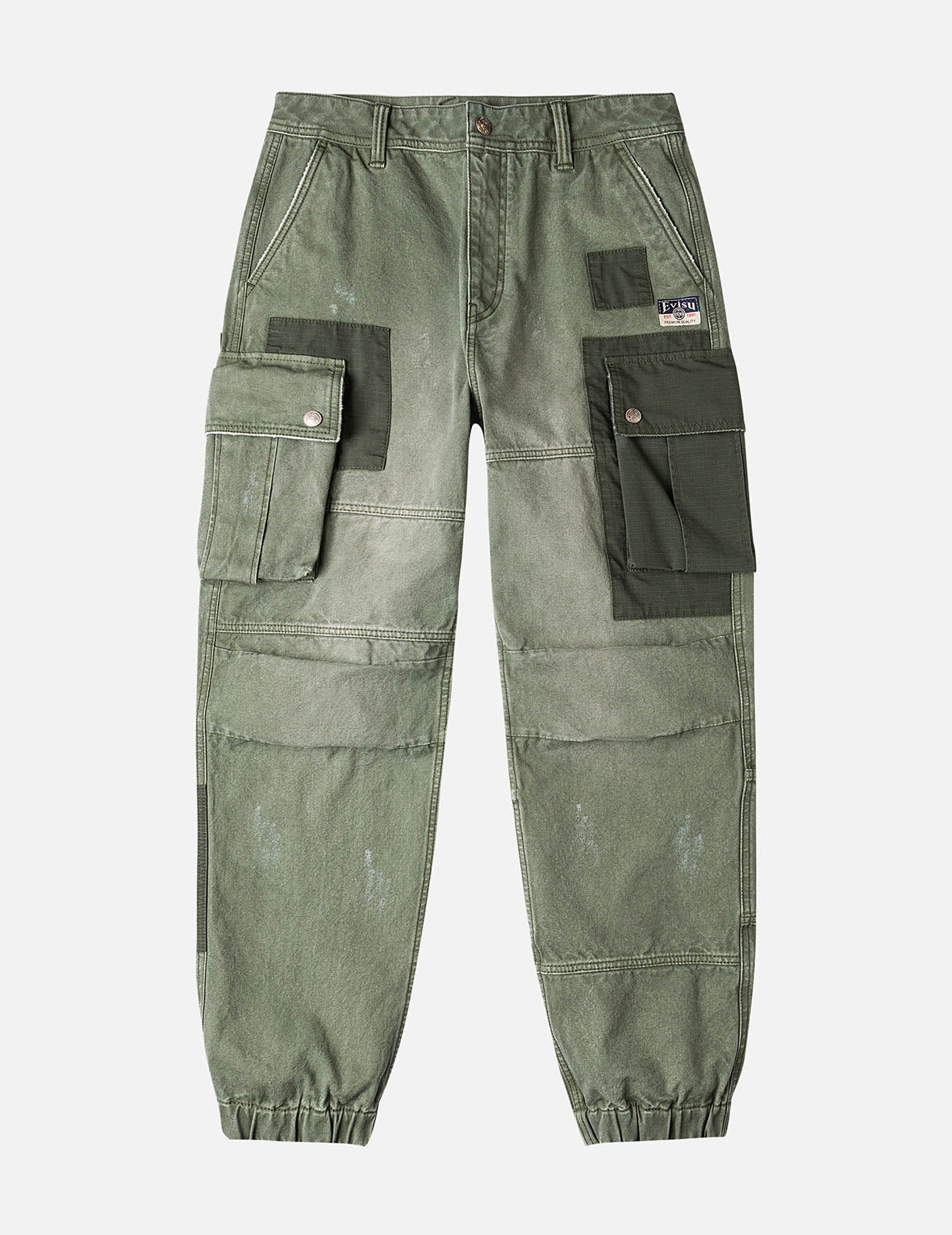 Dual Seagull Print Loose Fit Washed Woven Cargo Joggers - 4